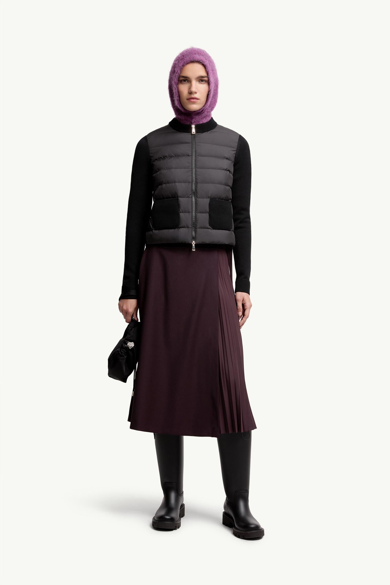 Moncler Wool Padded Zip-Up Cardigan Black Black