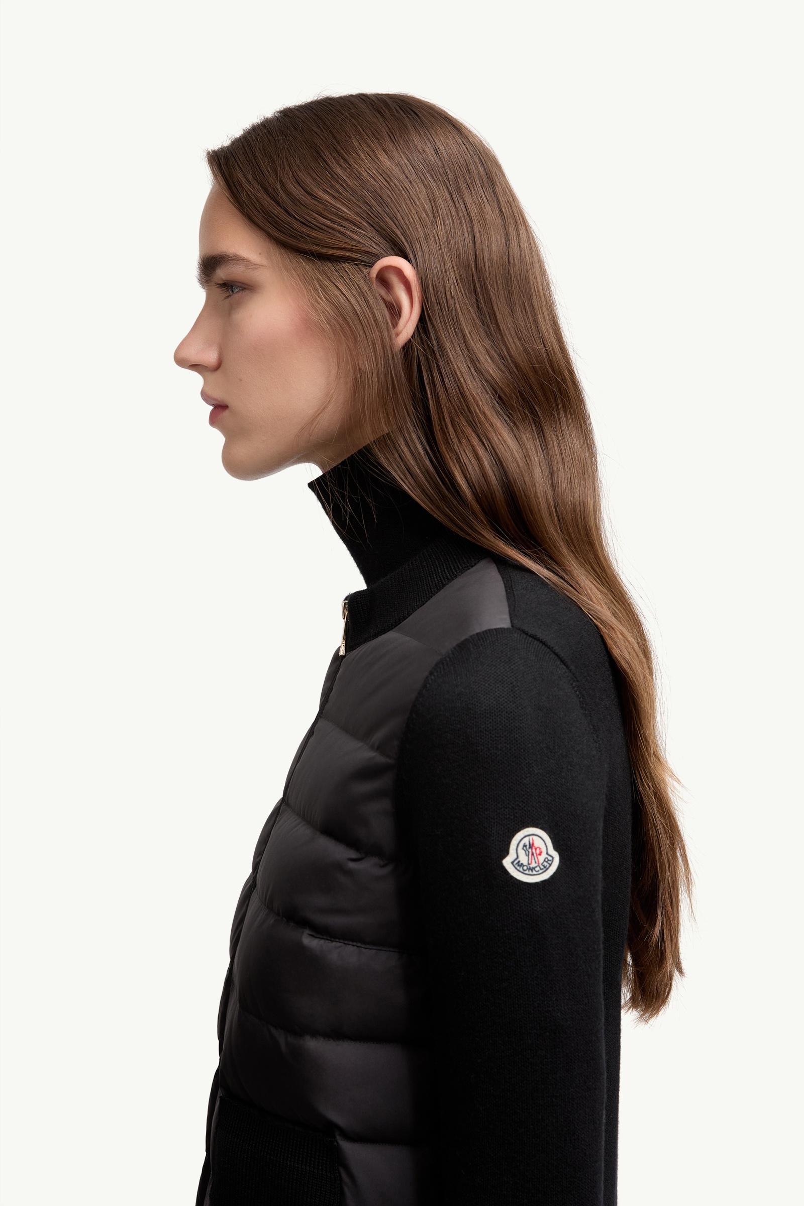Moncler Wool Padded Zip-Up Cardigan Black Black