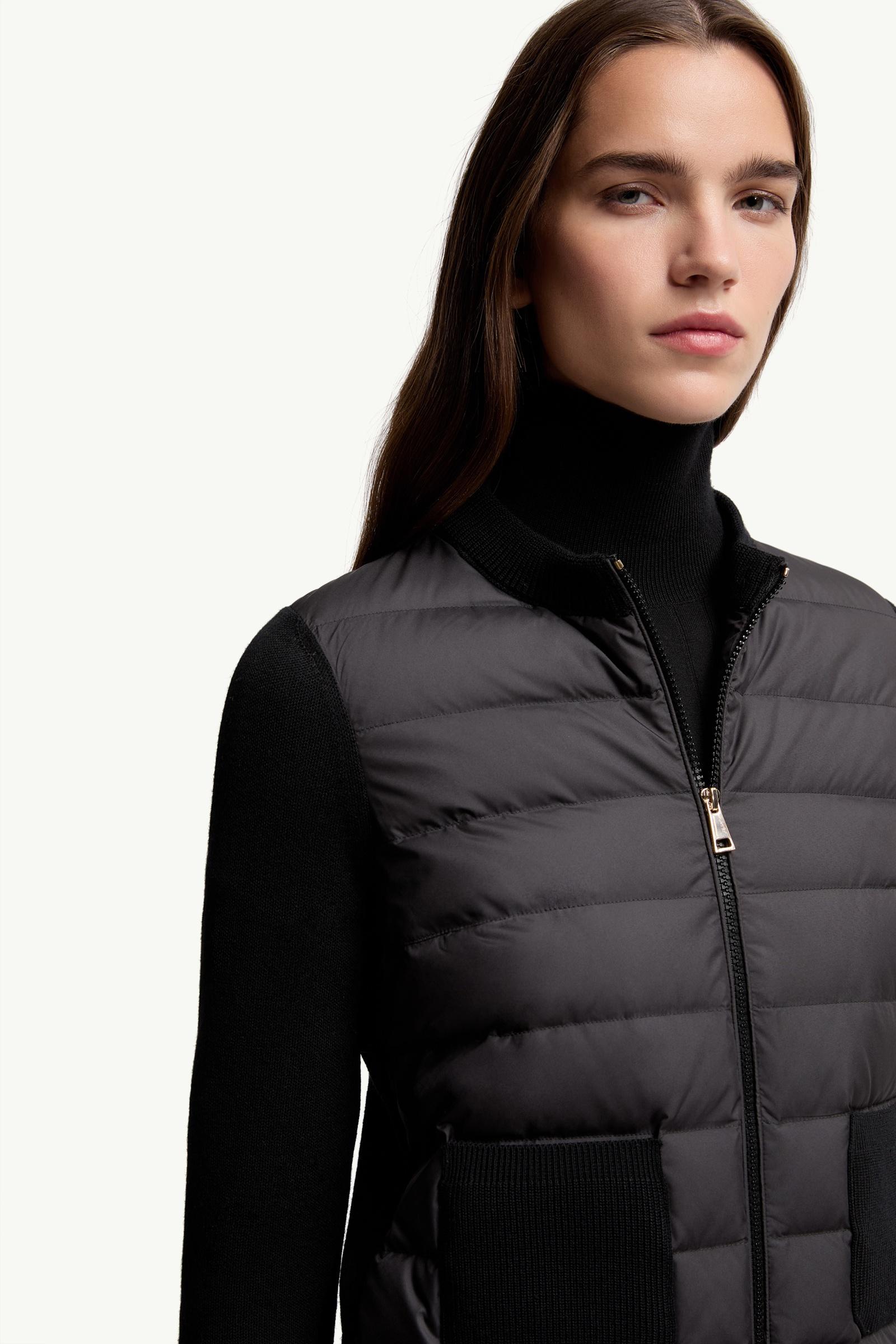 Moncler Wool Padded Zip-Up Cardigan Black Black