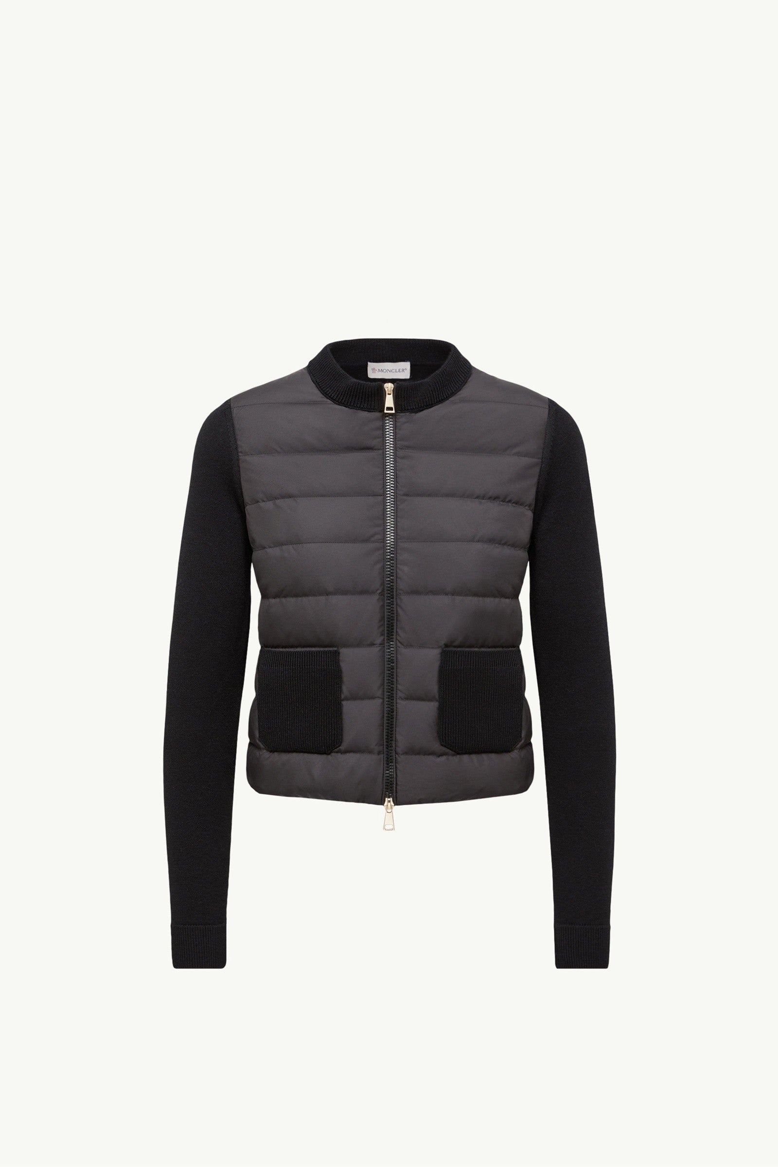 Moncler Wool Padded Zip-Up Cardigan Black Black