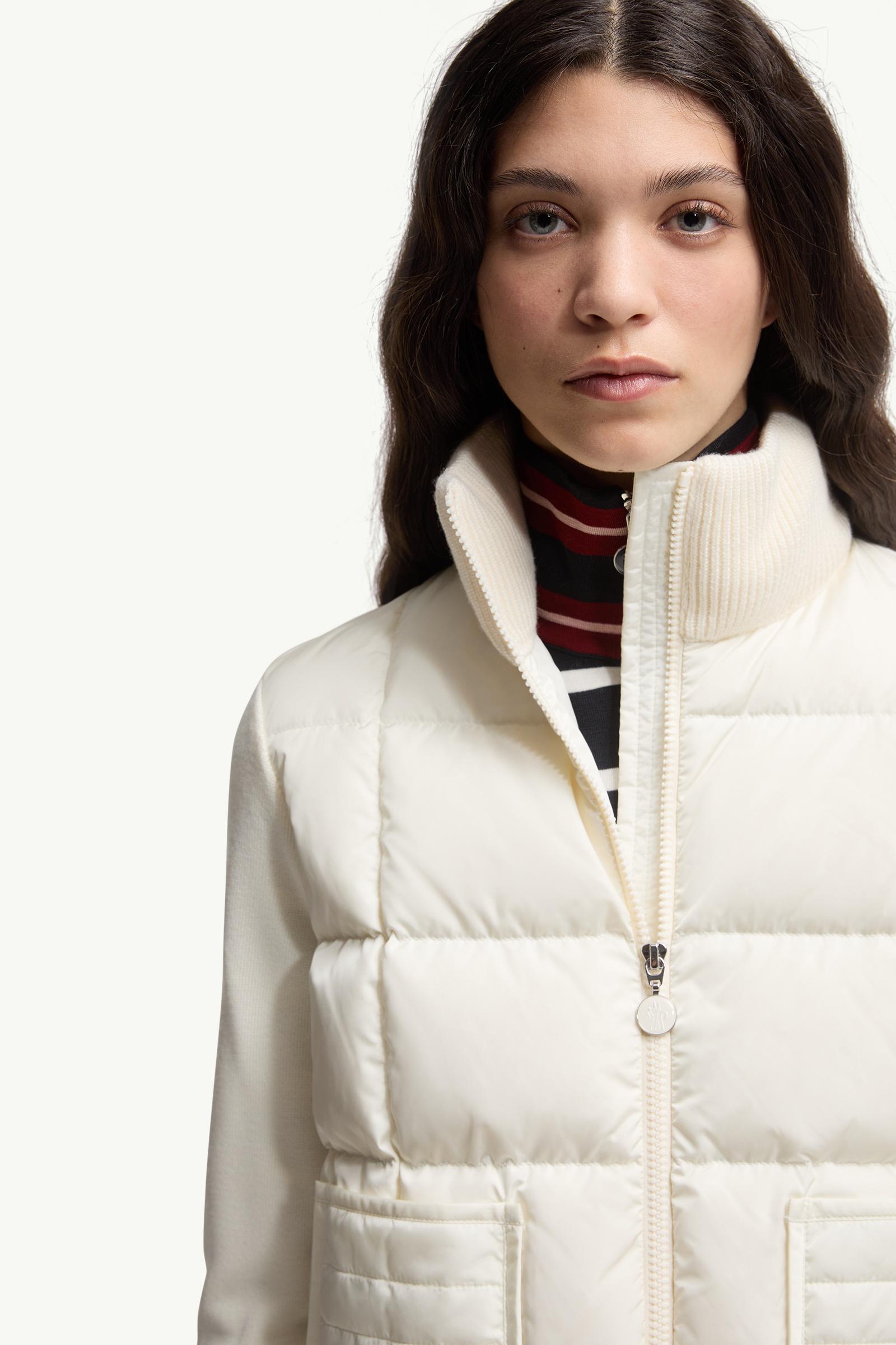 Moncler Square-Quilted Padded Wool Zip-Up Cardigan White White