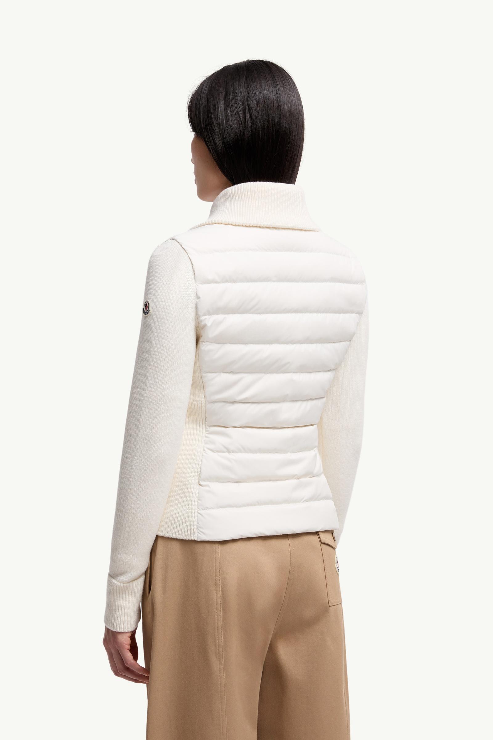 Moncler Padded Zip-Up Wool Cardigan White White