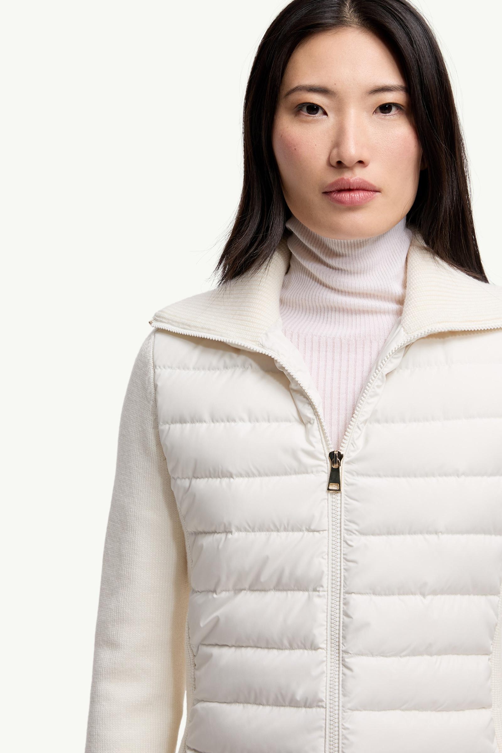 Moncler Padded Zip-Up Wool Cardigan White White