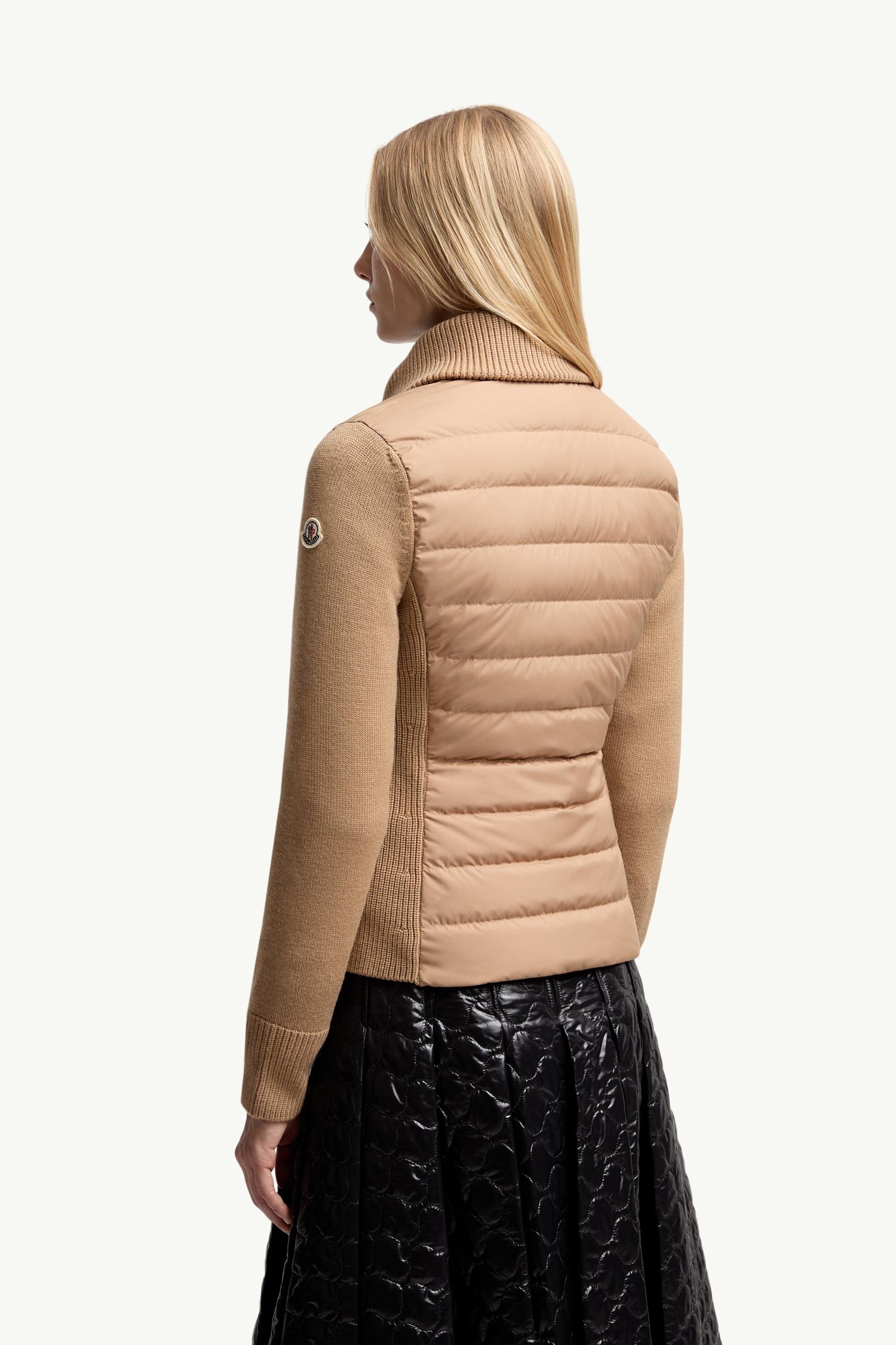 Moncler Padded Zip-Up Wool Cardigan Beige Beige