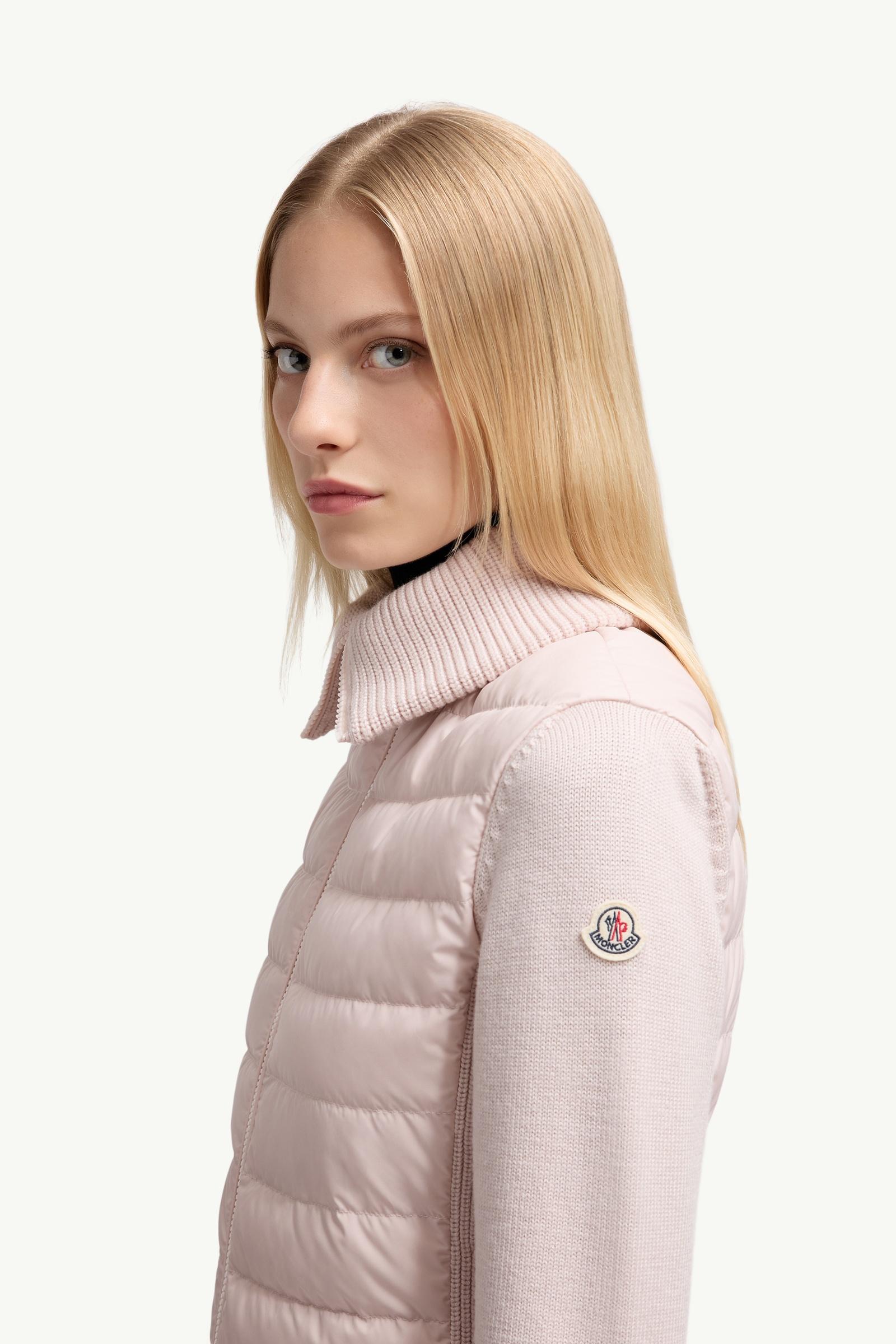 Moncler Padded Zip-Up Wool Cardigan Pink Pink