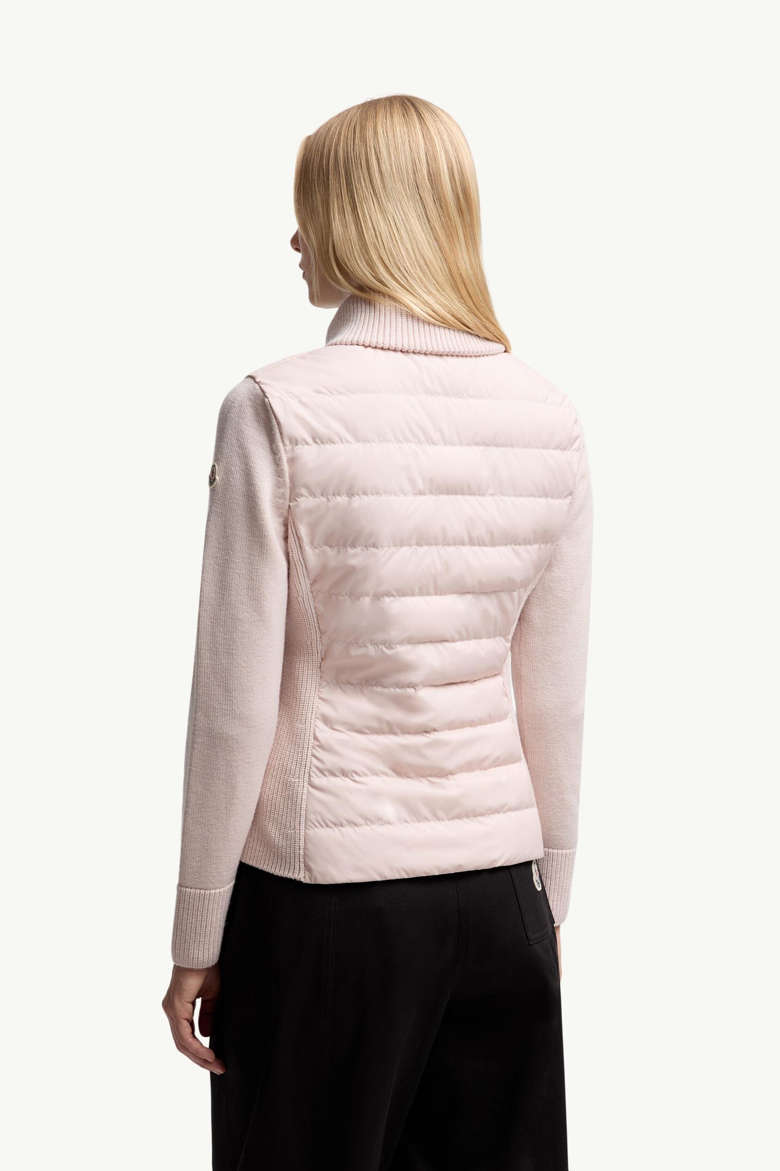 Moncler Padded Zip-Up Wool Cardigan Pink Pink