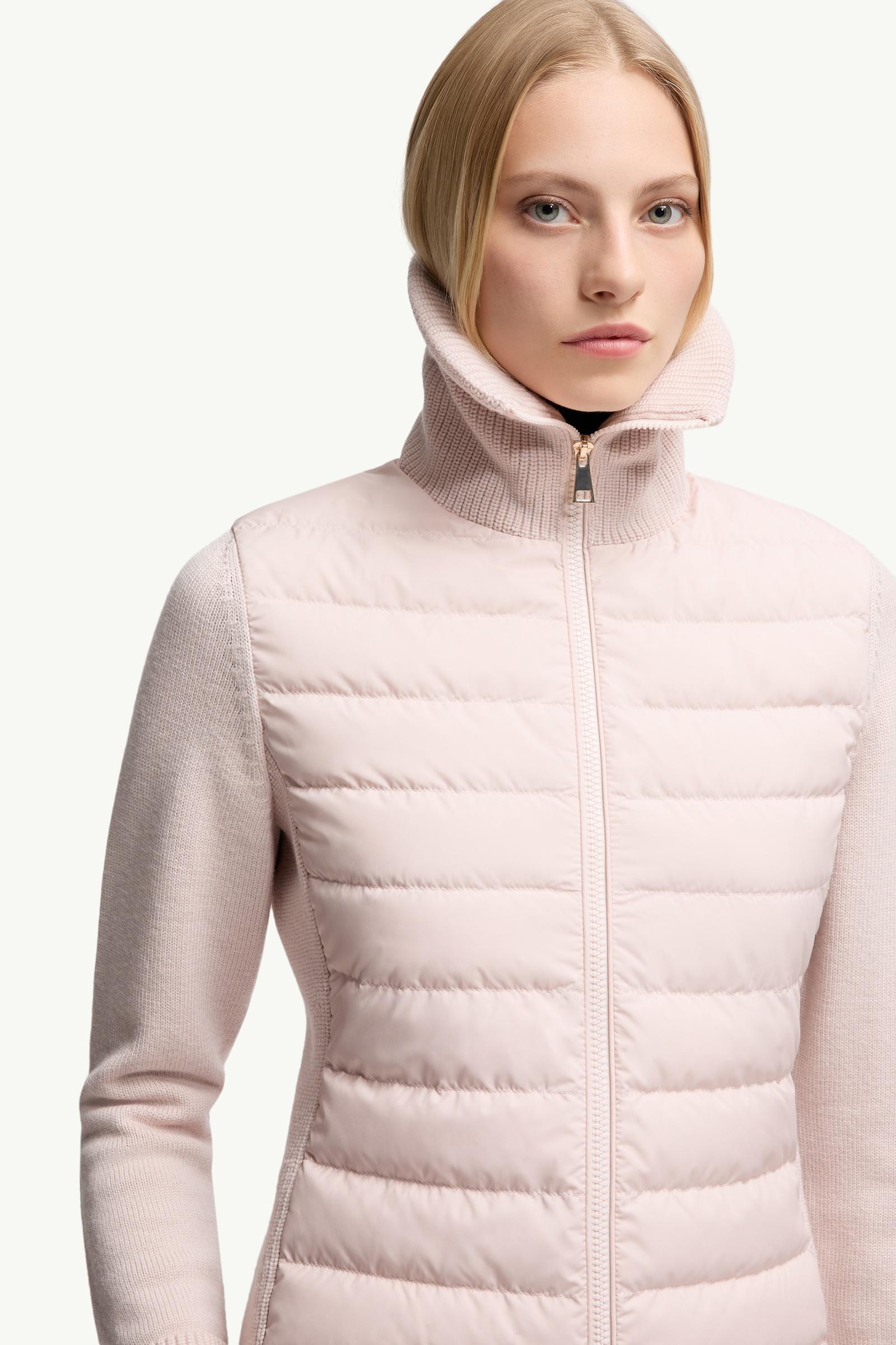 Moncler Padded Zip-Up Wool Cardigan Pink Pink