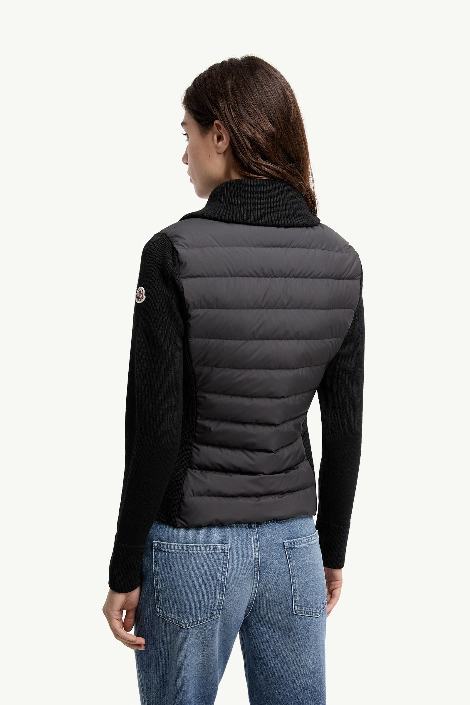 Moncler Padded Zip-Up Wool Cardigan Black Black