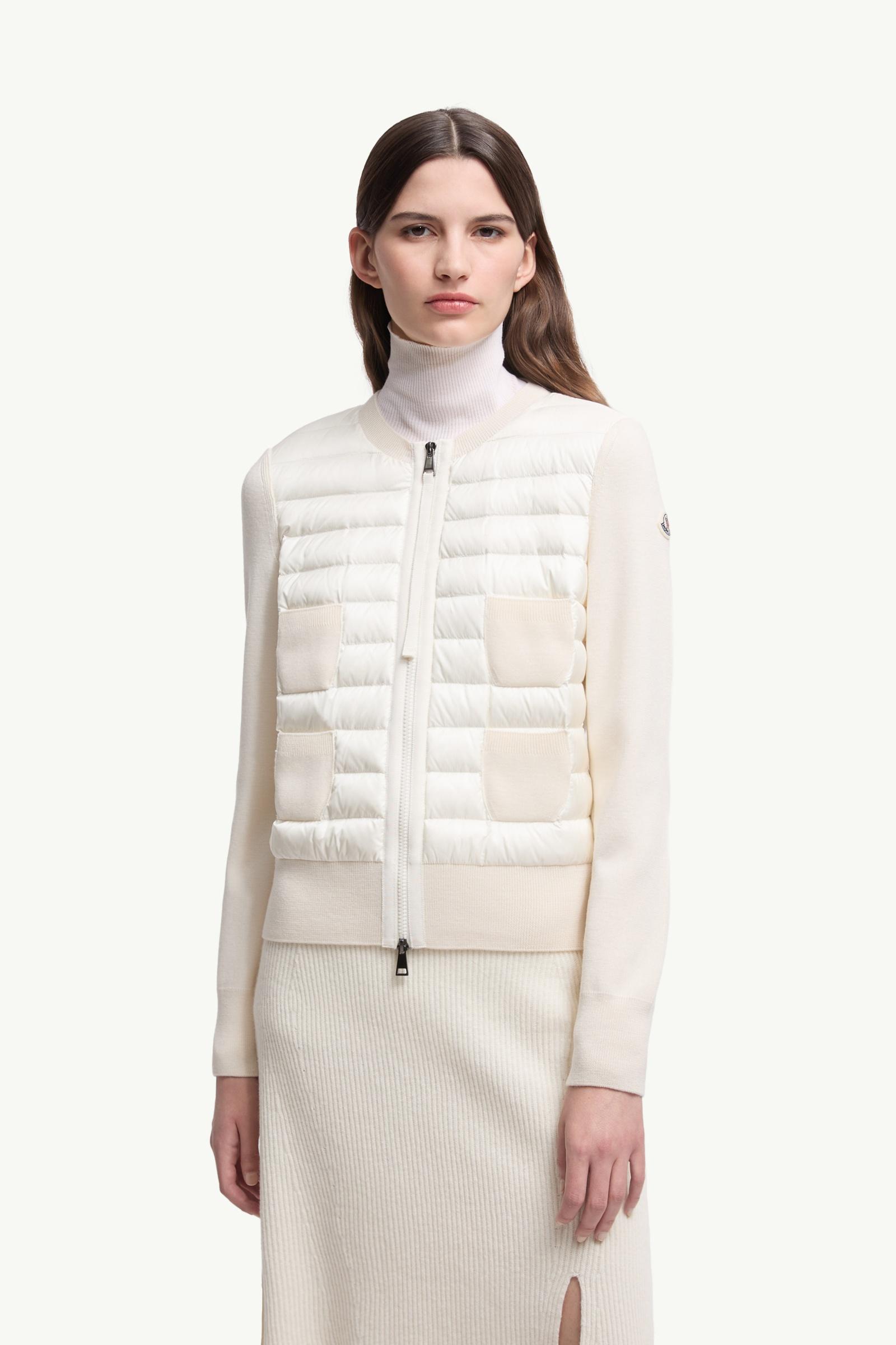 Moncler Padded Wool Zip-Up Cardigan White White