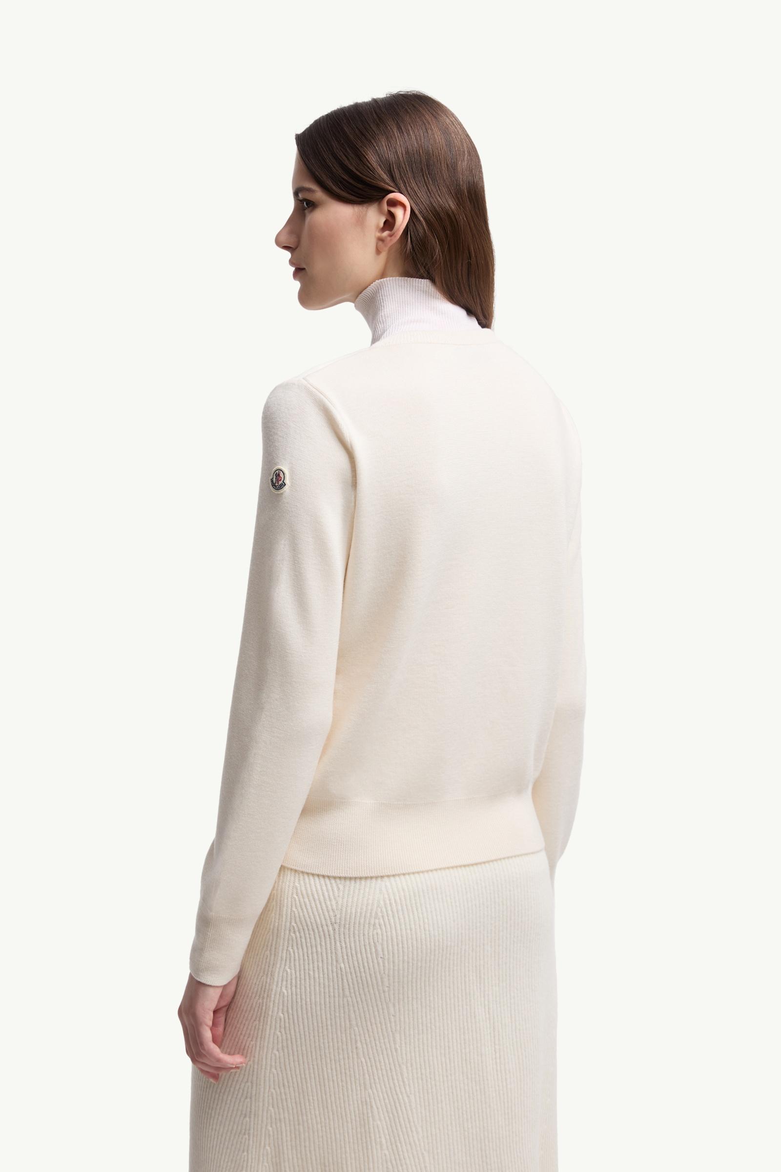 Moncler Padded Wool Zip-Up Cardigan White White