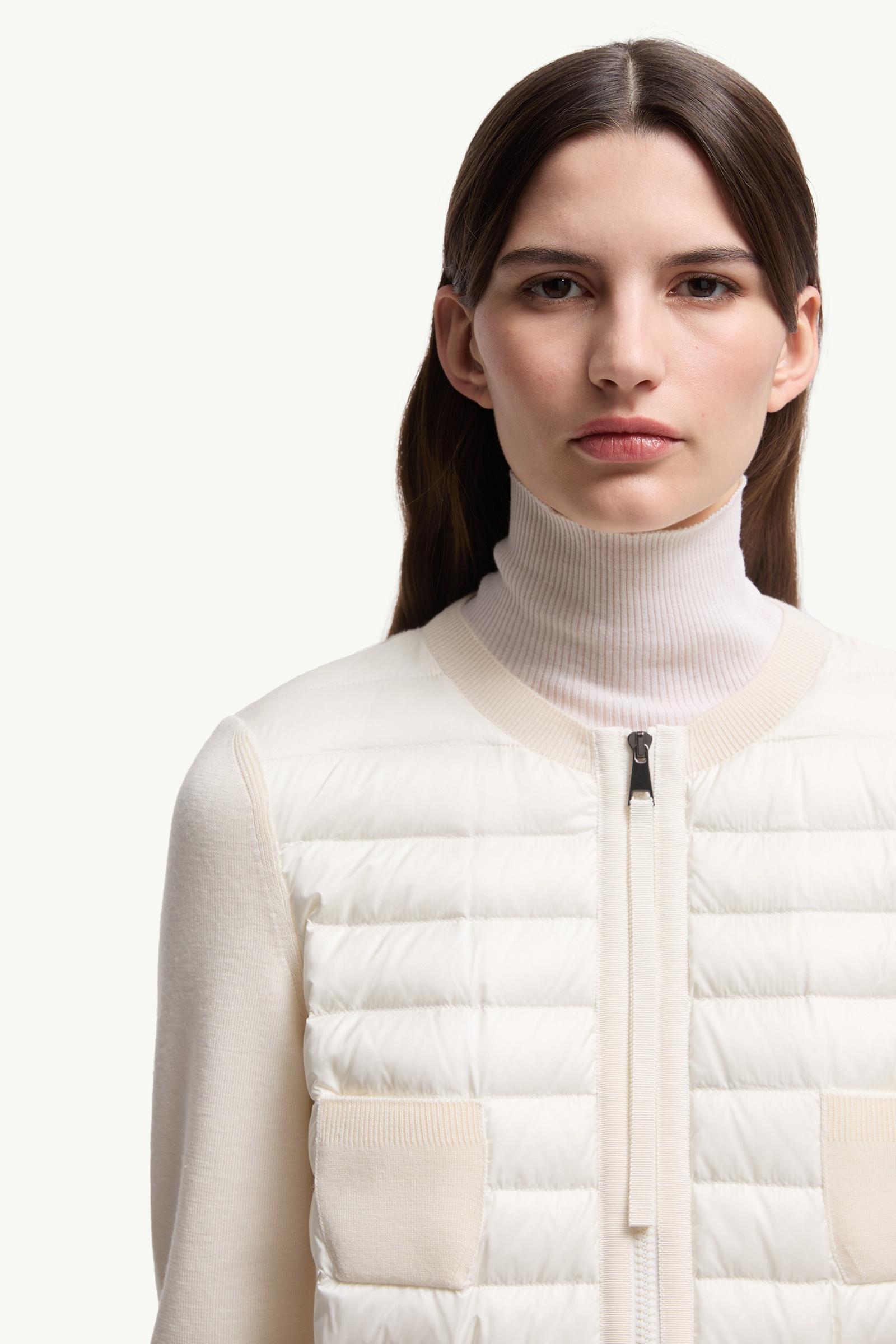 Moncler Padded Wool Zip-Up Cardigan White White