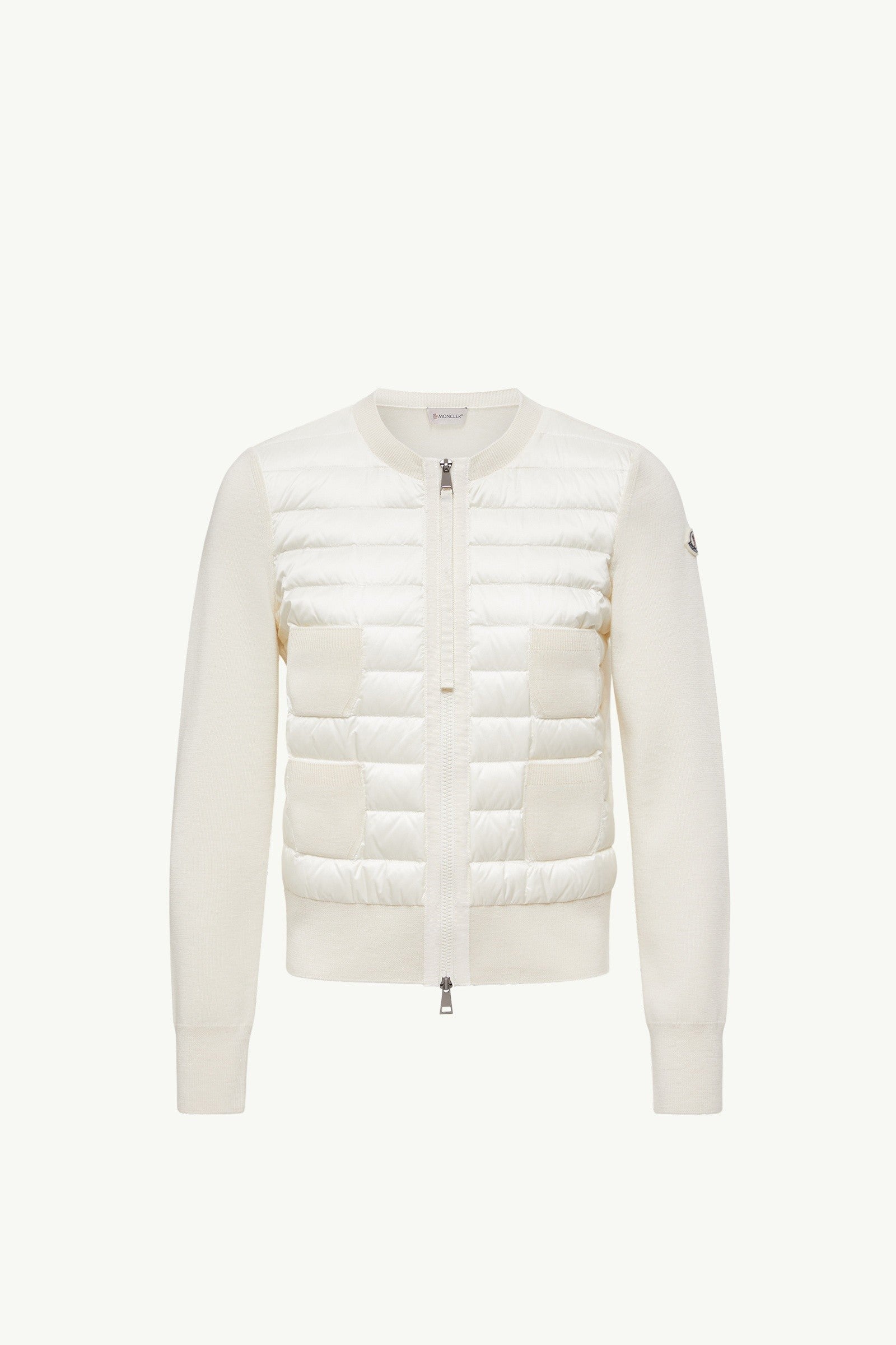 Moncler Padded Wool Zip-Up Cardigan White White