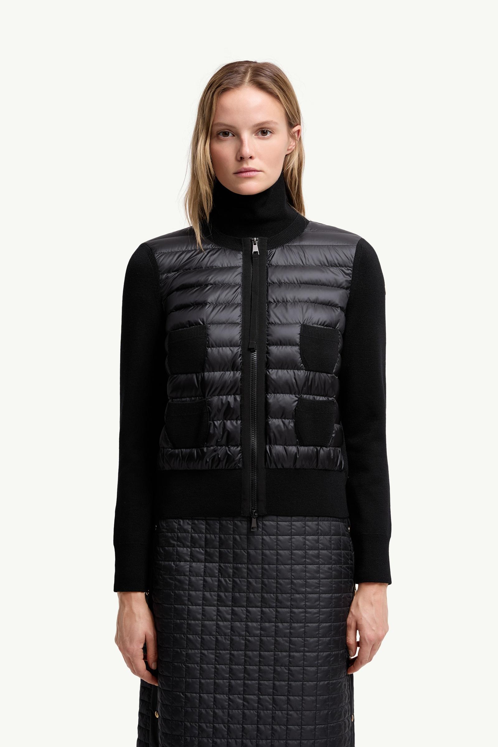 Moncler Padded Wool Zip-Up Cardigan Black Black