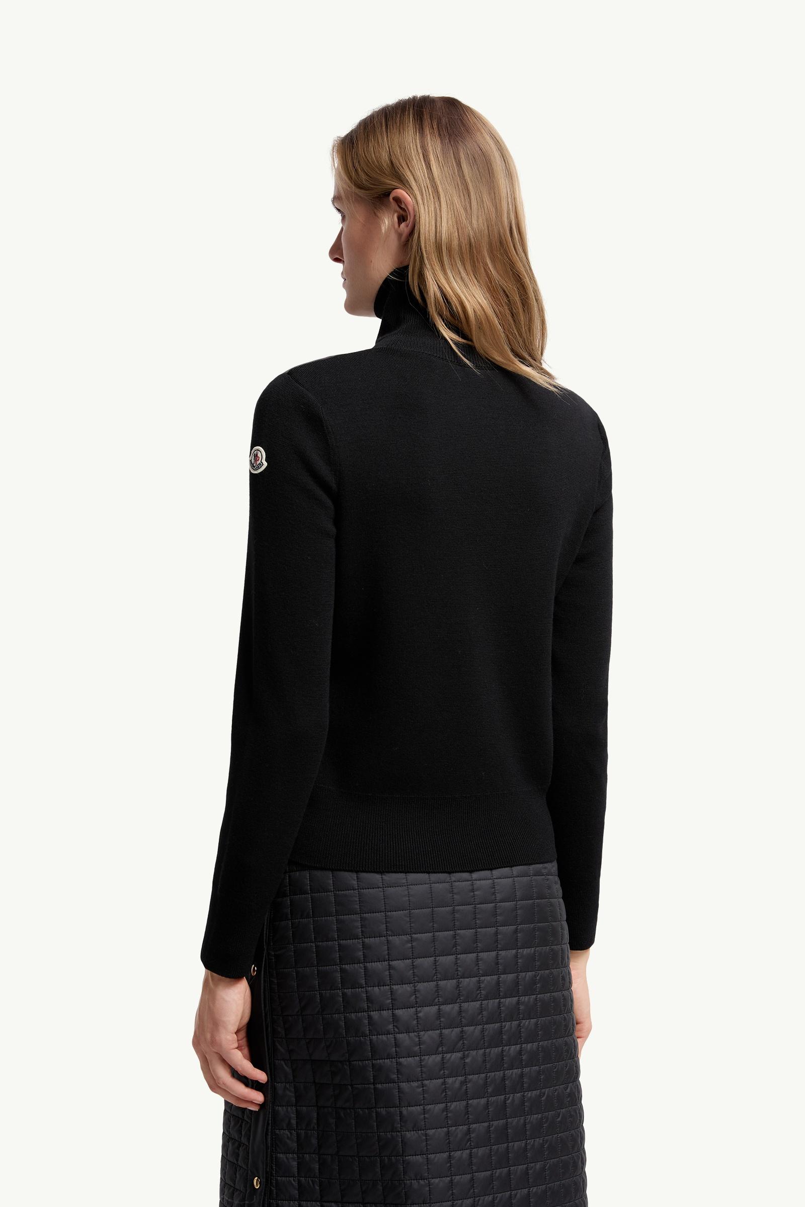 Moncler Padded Wool Zip-Up Cardigan Black Black