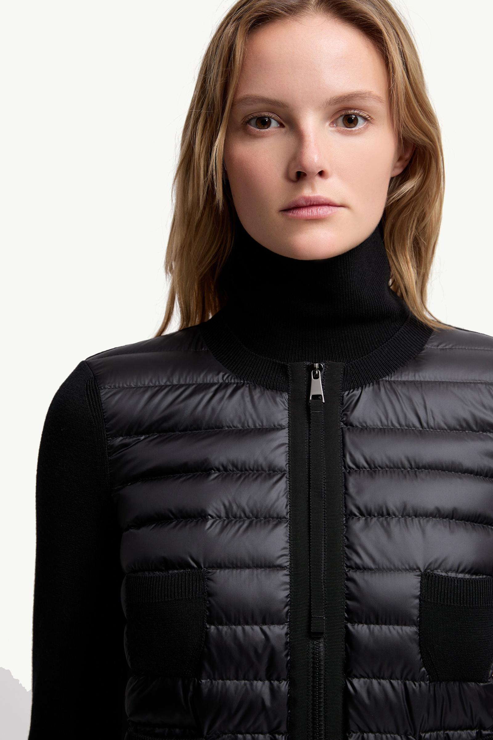 Moncler Padded Wool Zip-Up Cardigan Black Black