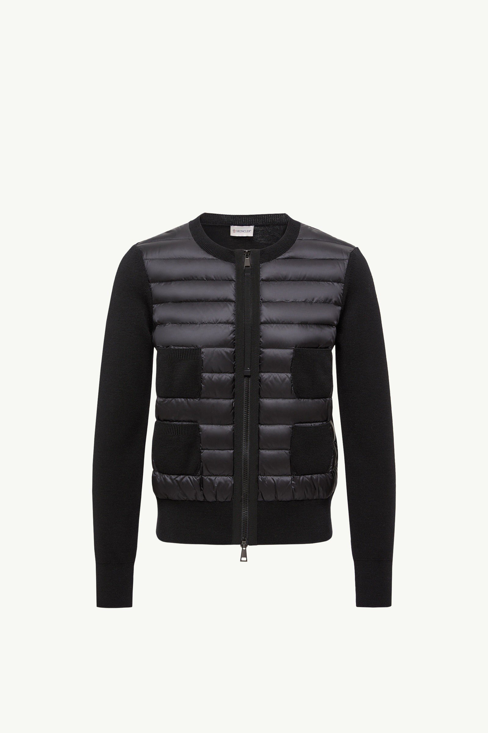 Moncler Padded Wool Zip-Up Cardigan Black Black