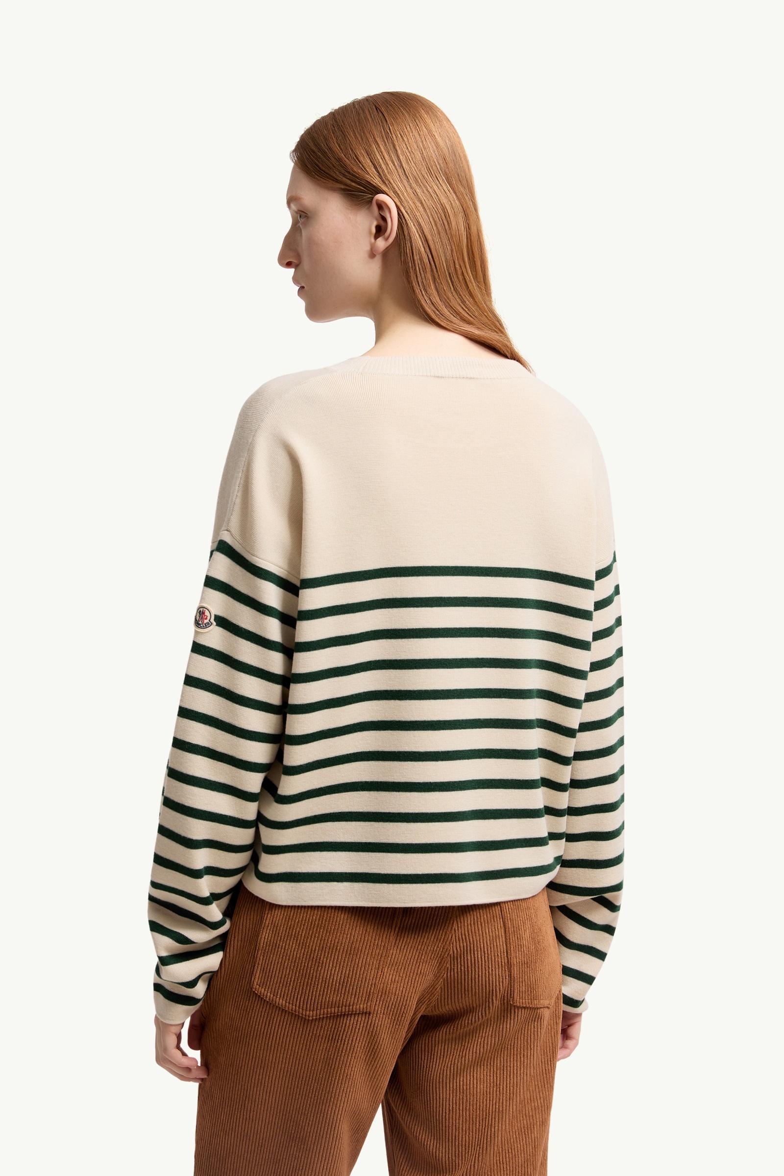 Moncler Striped Wool Sweater White & Green White & Green