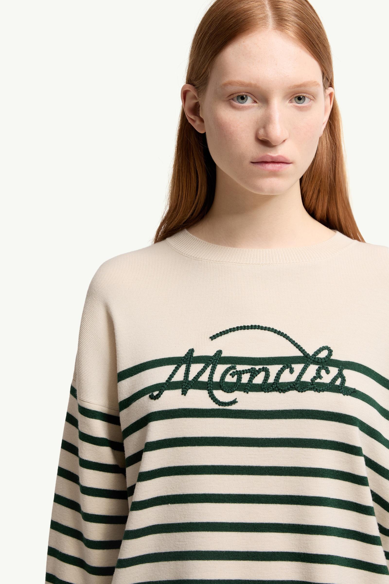 Moncler Striped Wool Sweater White & Green White & Green