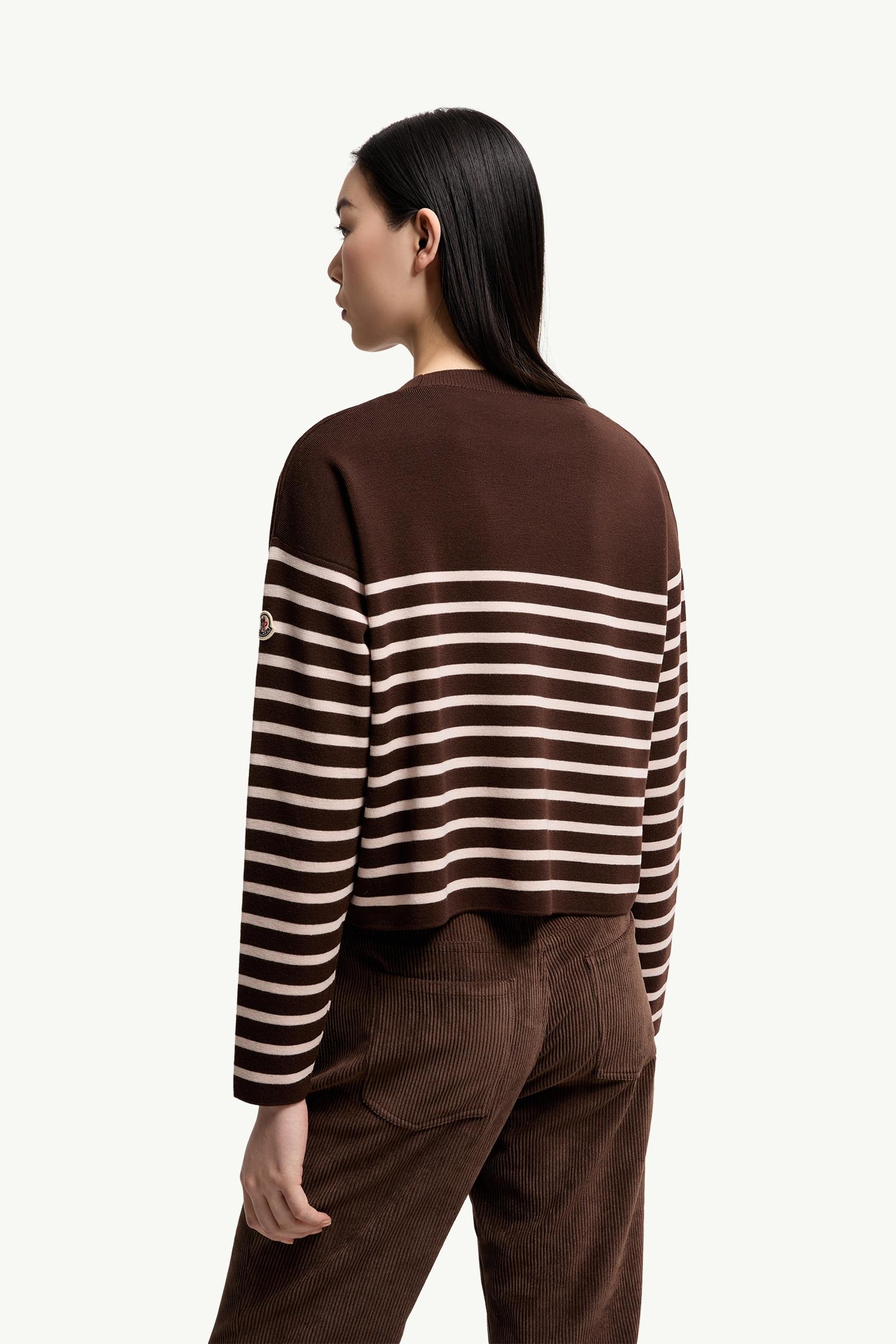 Moncler Striped Wool Sweater Brown Brown