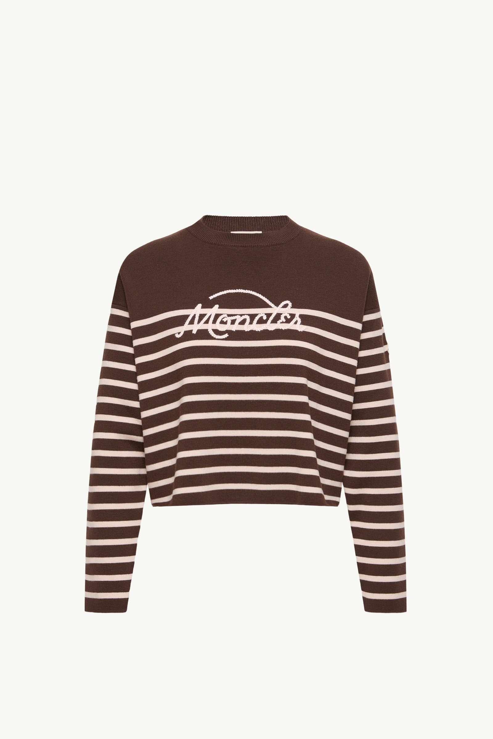 Moncler Striped Wool Sweater Brown Brown