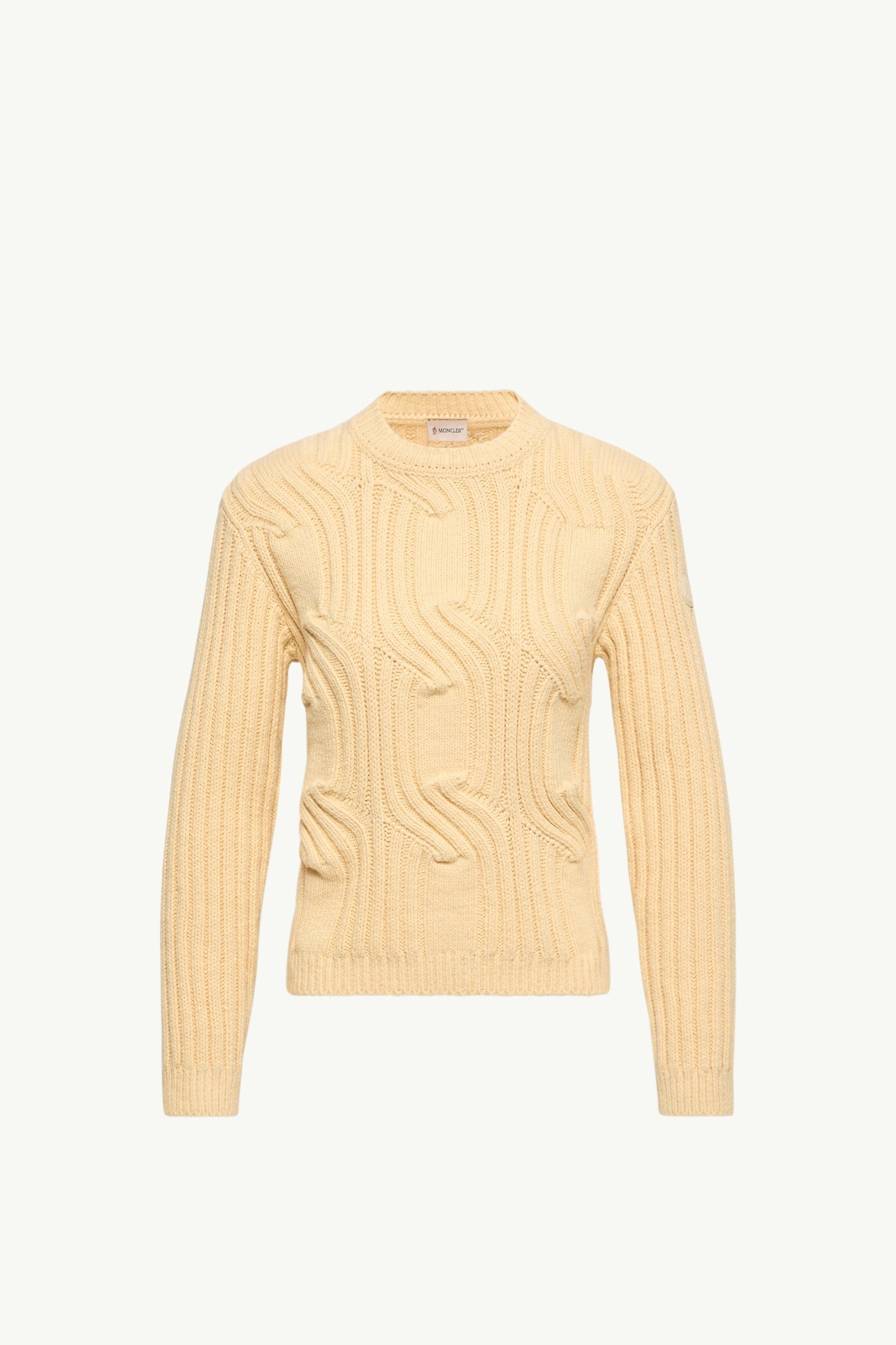 Moncler Chain Knit Cotton Blend Sweater Ochre Yellow Ochre Yellow