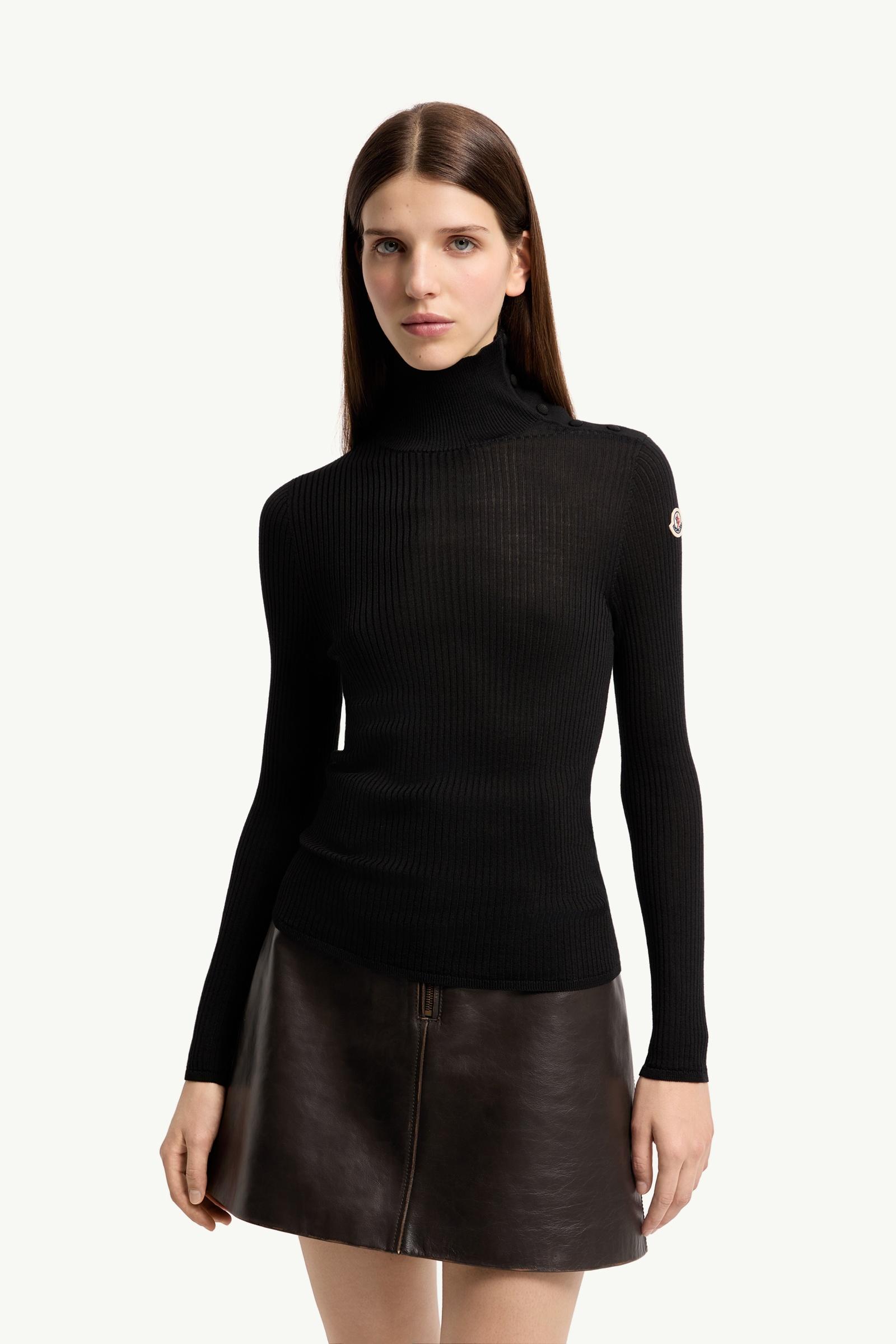 Moncler Textured Wool Sweater Black Black