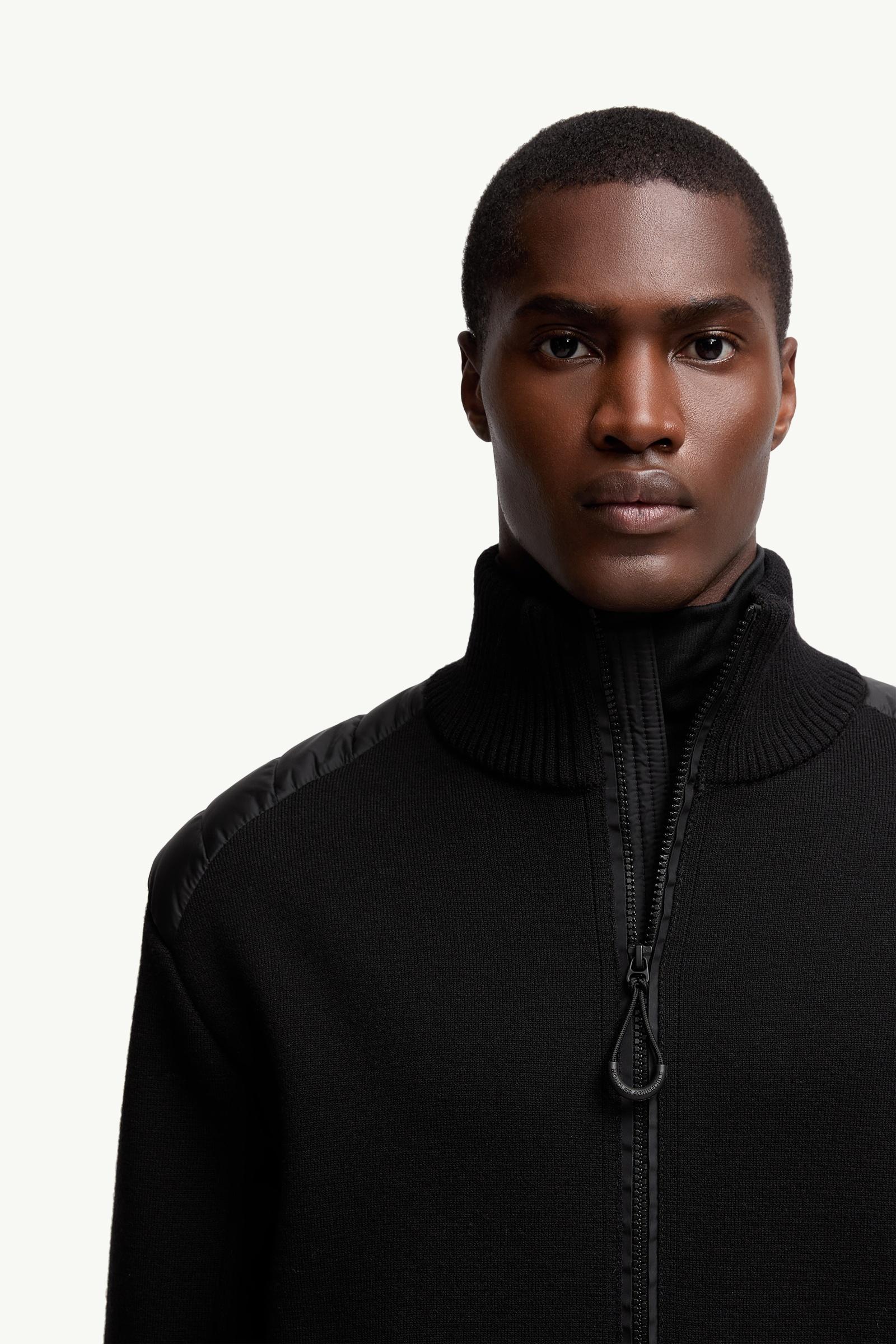 Moncler Wool Blend Padded Zip-Up Cardigan Black Black