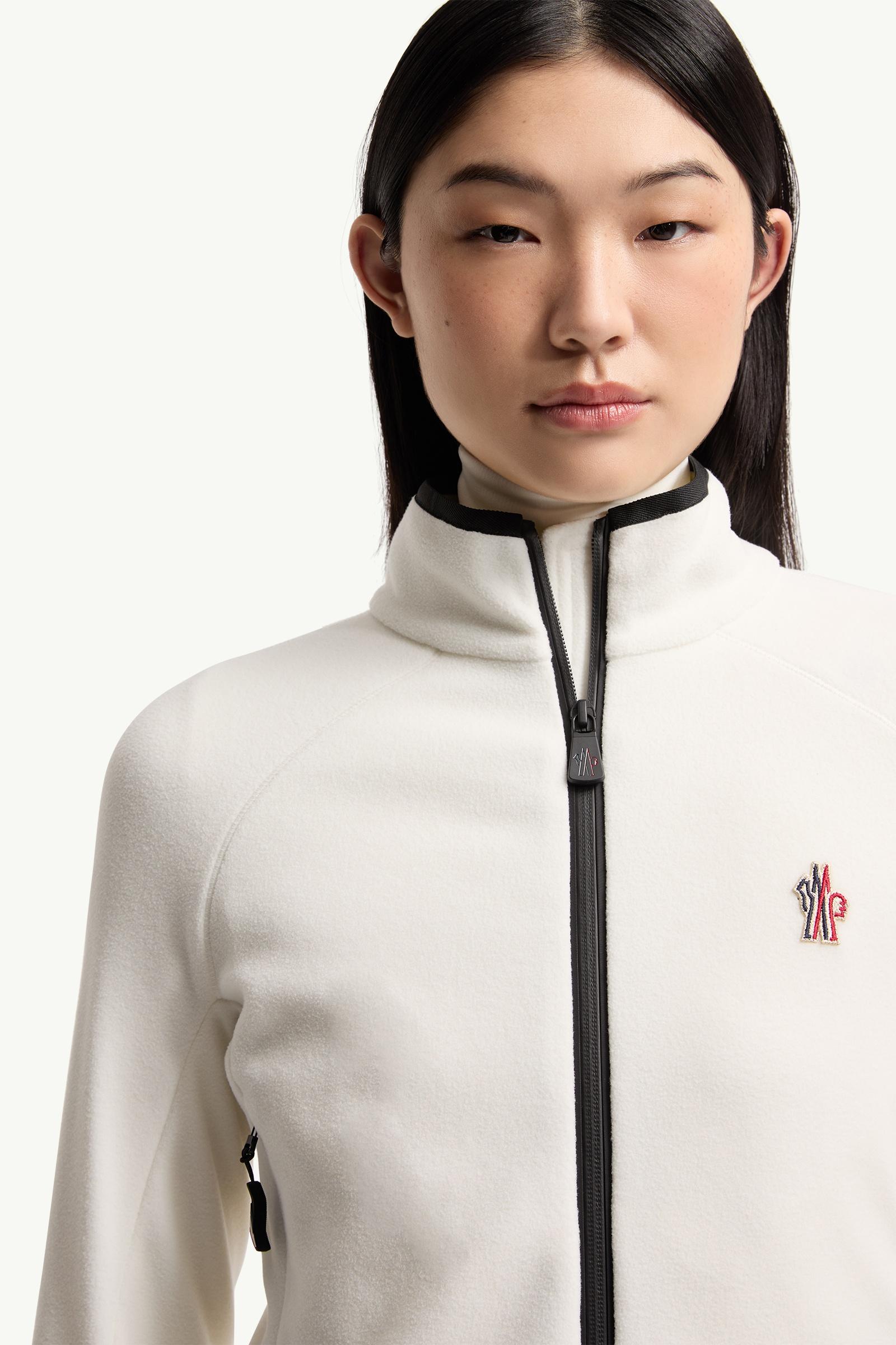 Moncler Fleece Zip-Up Sweatshirt White White