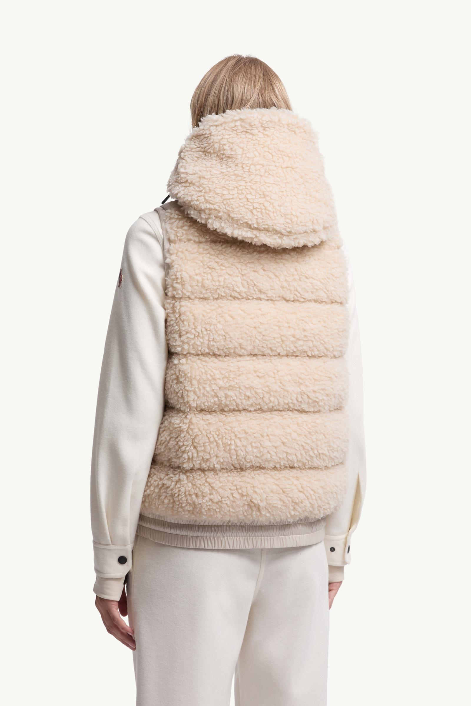 Moncler Teddy Hooded Insulated Vest Light Beige Light Beige