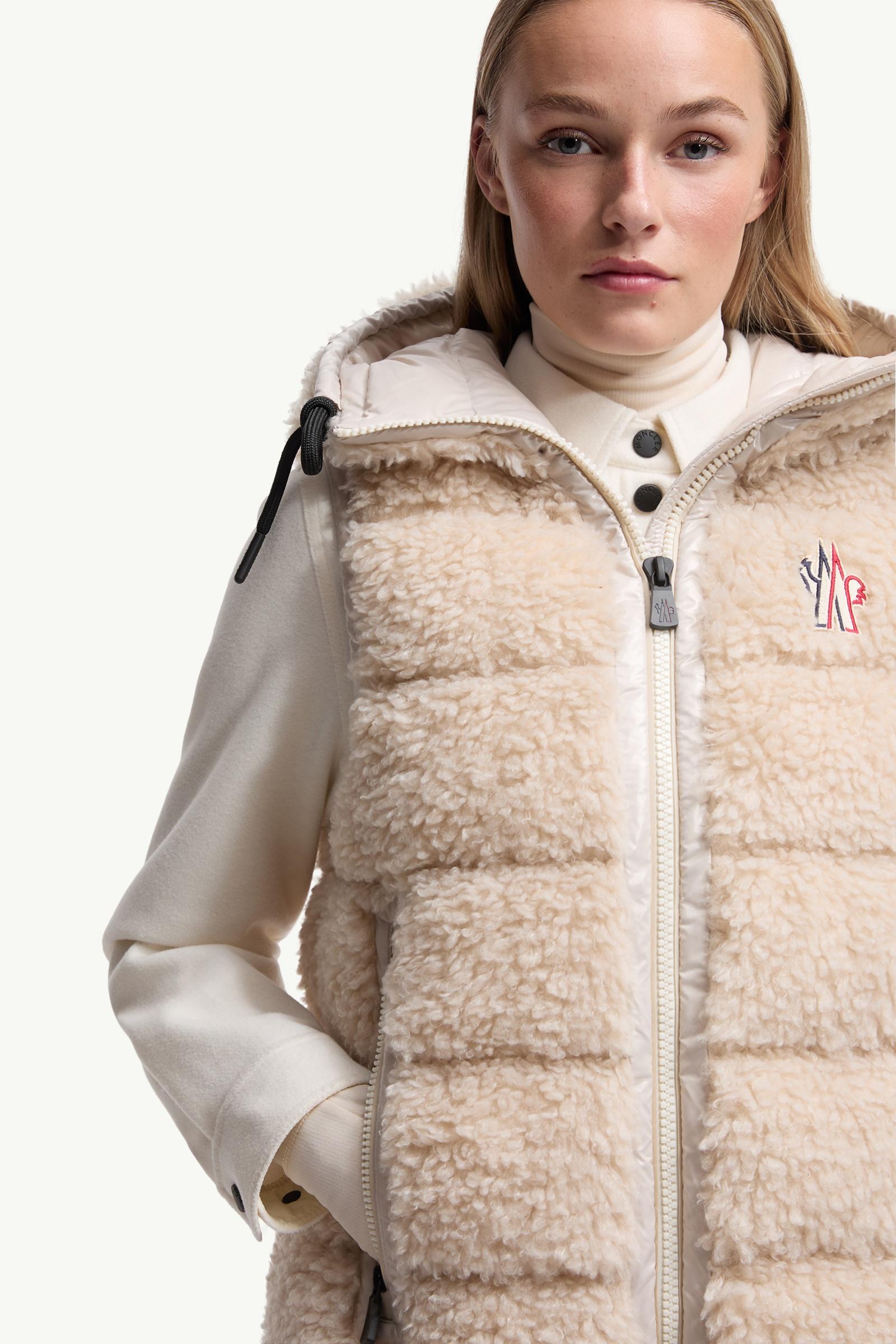 Moncler Teddy Hooded Insulated Vest Light Beige Light Beige