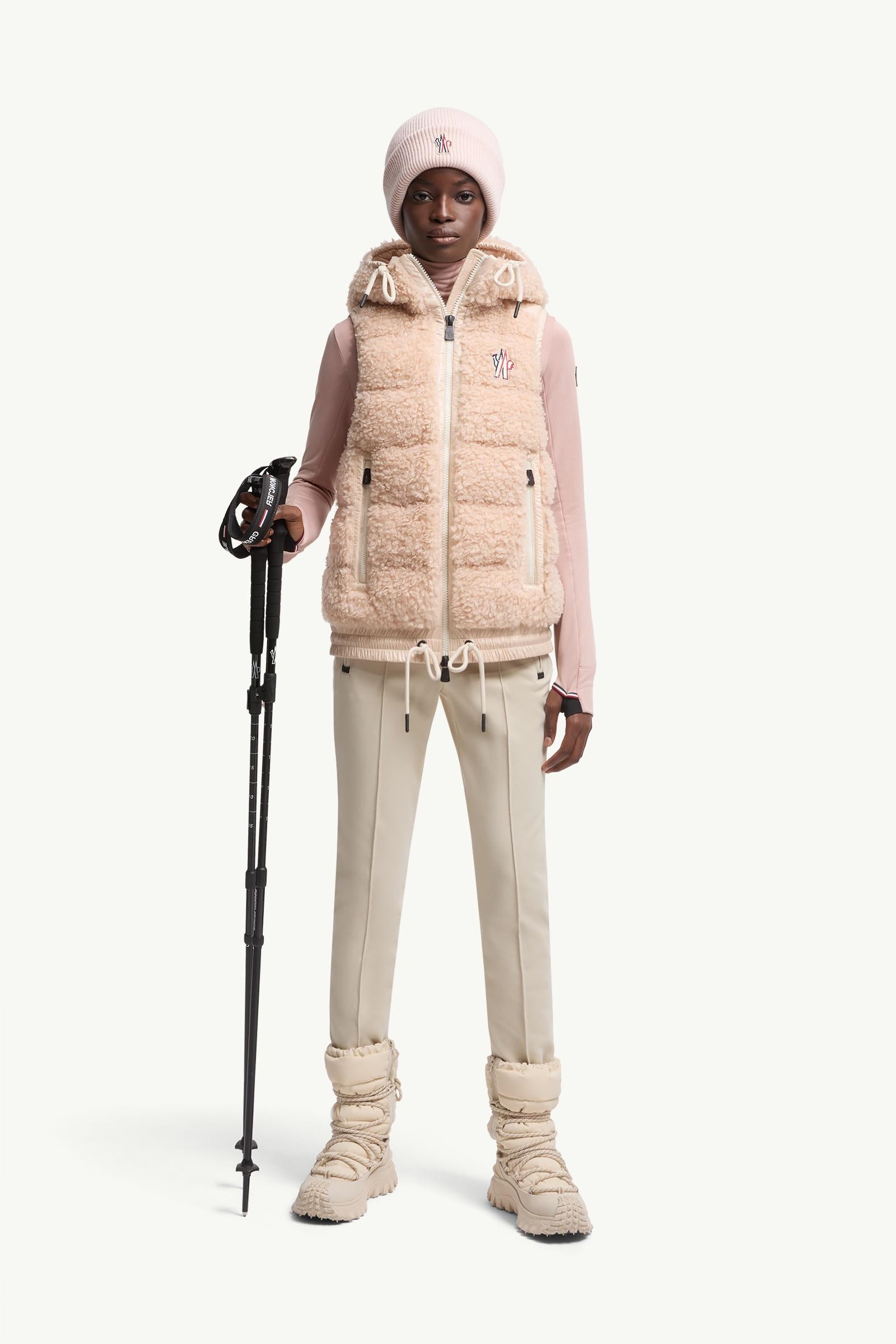 Moncler Teddy Hooded Insulated Vest Pink Pink