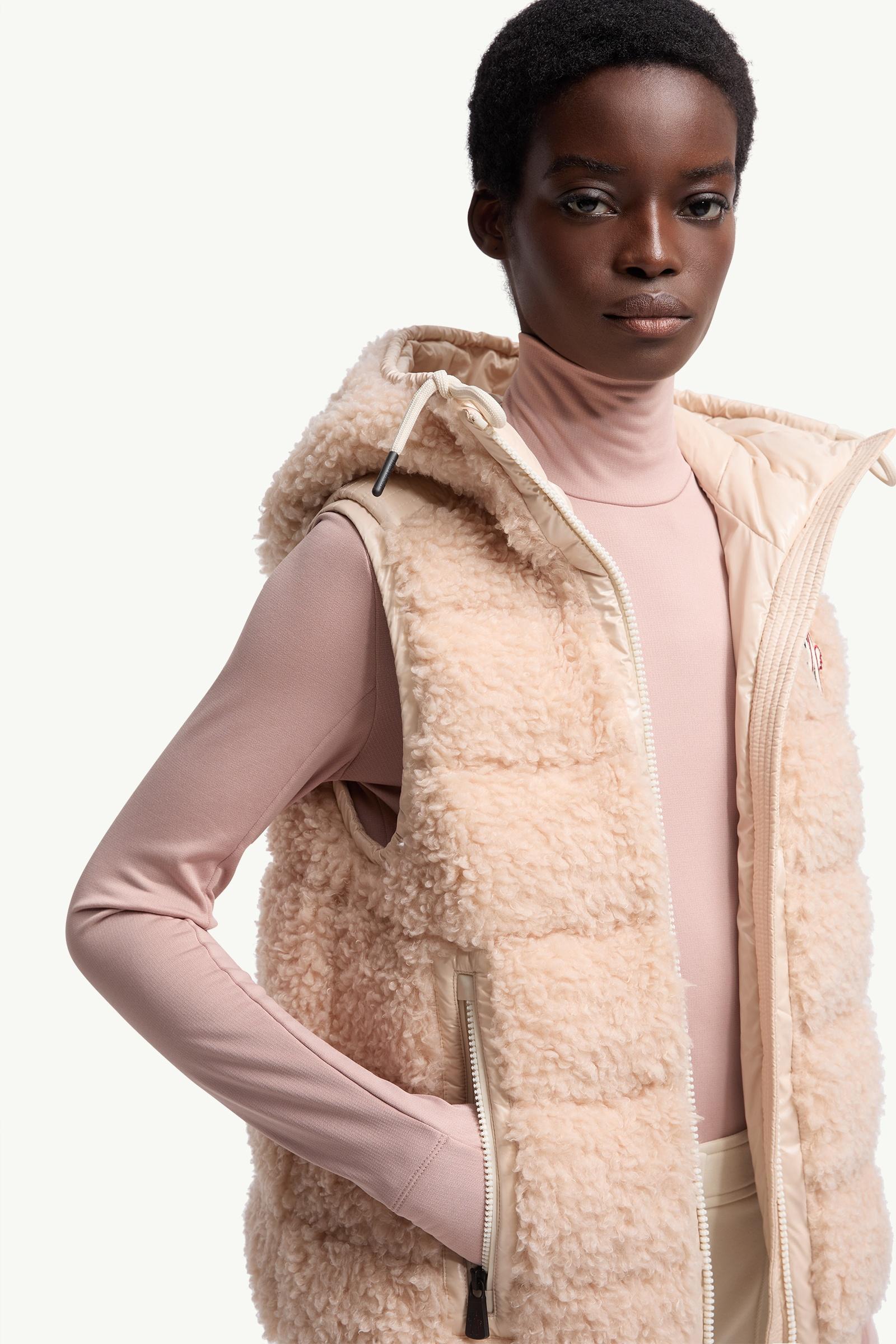 Moncler Teddy Hooded Insulated Vest Pink Pink