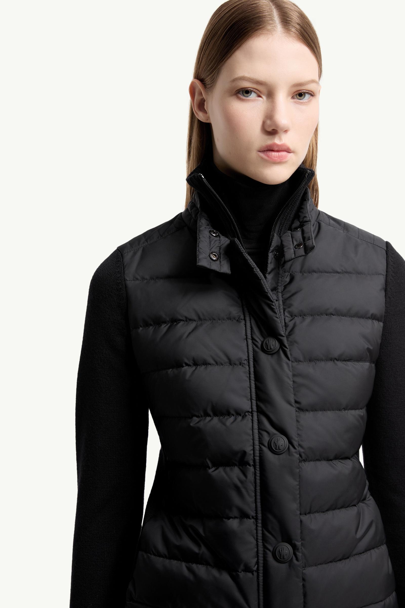 Moncler Padded Wool Blend Cardigan Black Black
