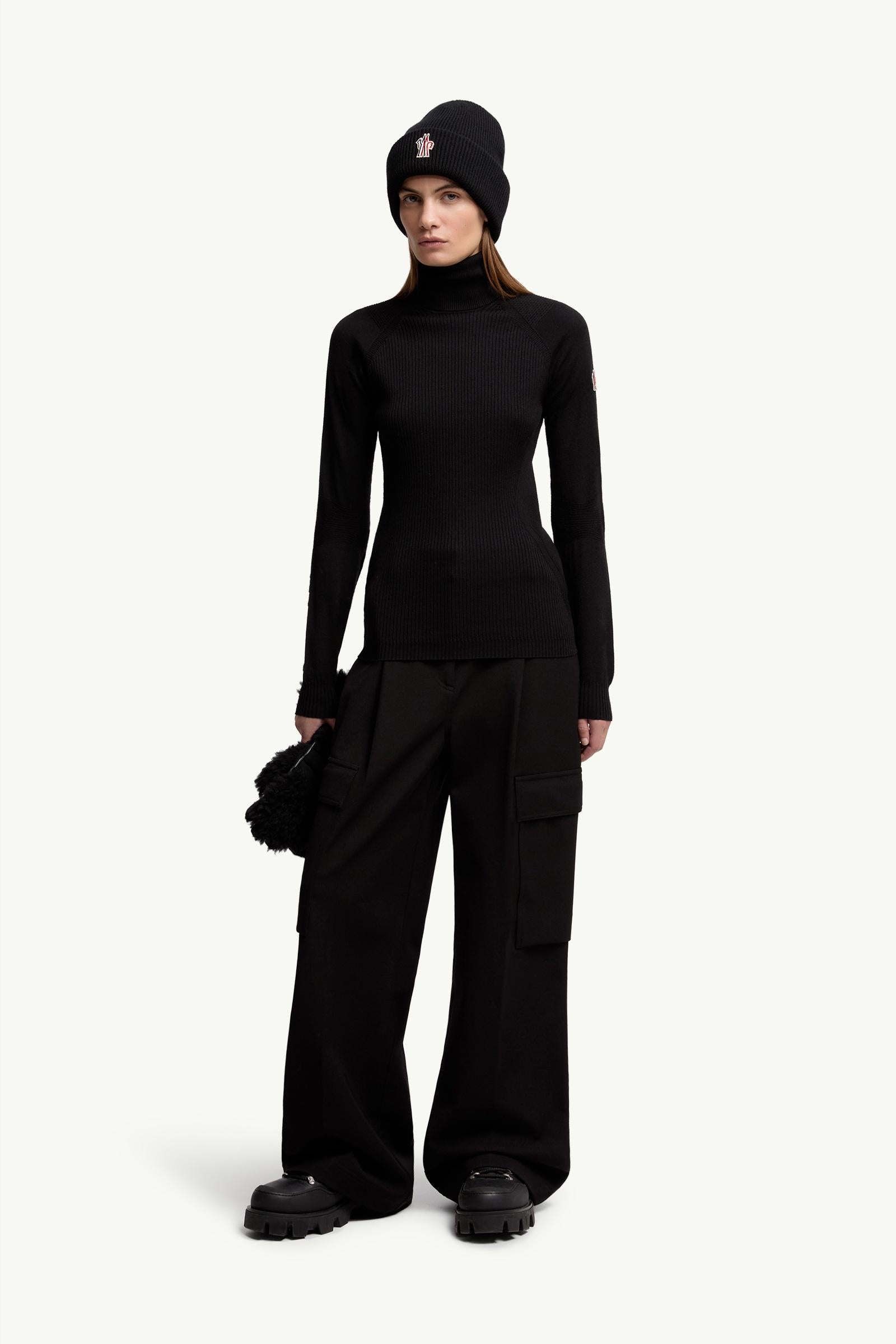 Moncler Wool Blend Turtleneck Sweater Black Black