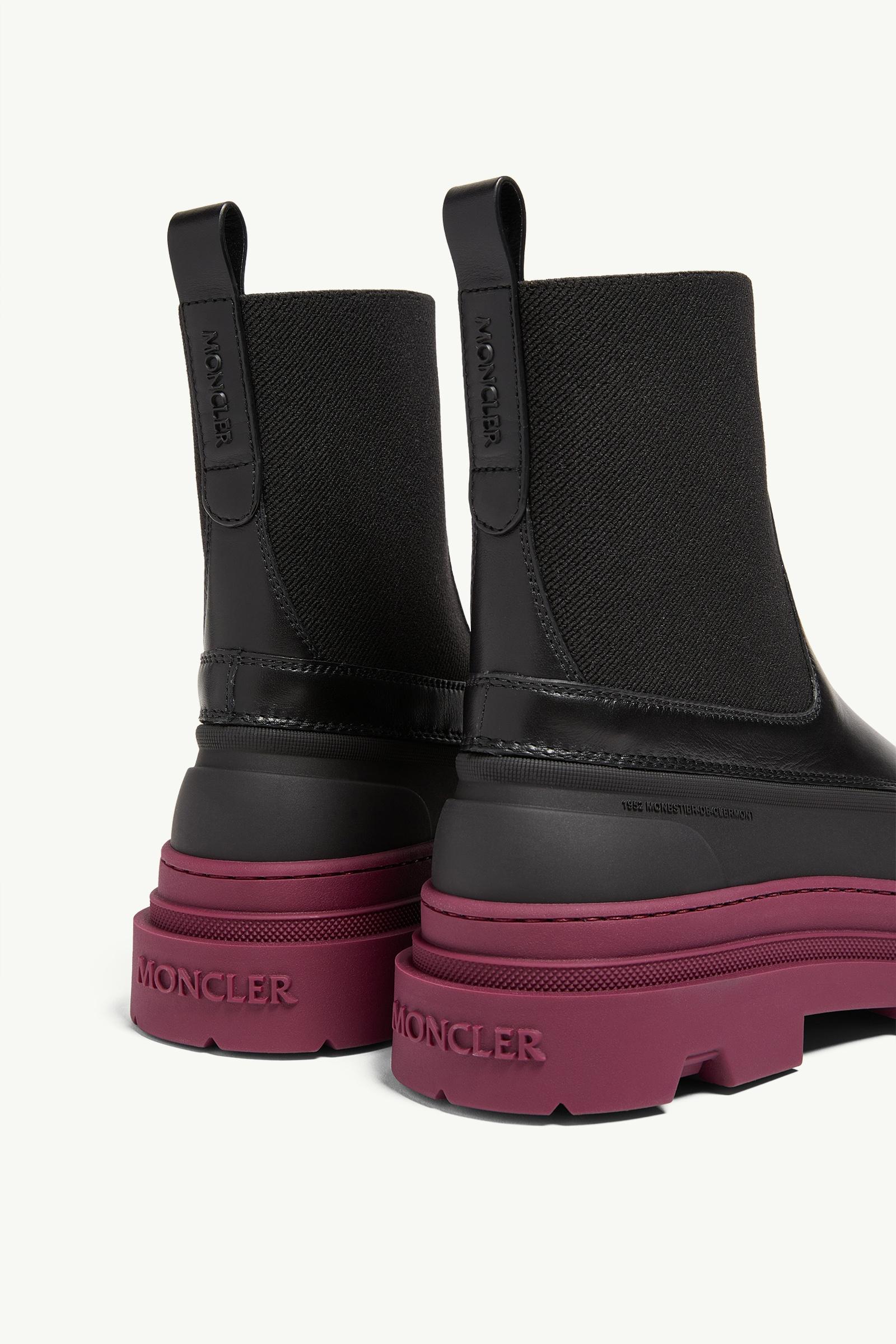 Moncler Vera Edge Leather Ankle Boots Black