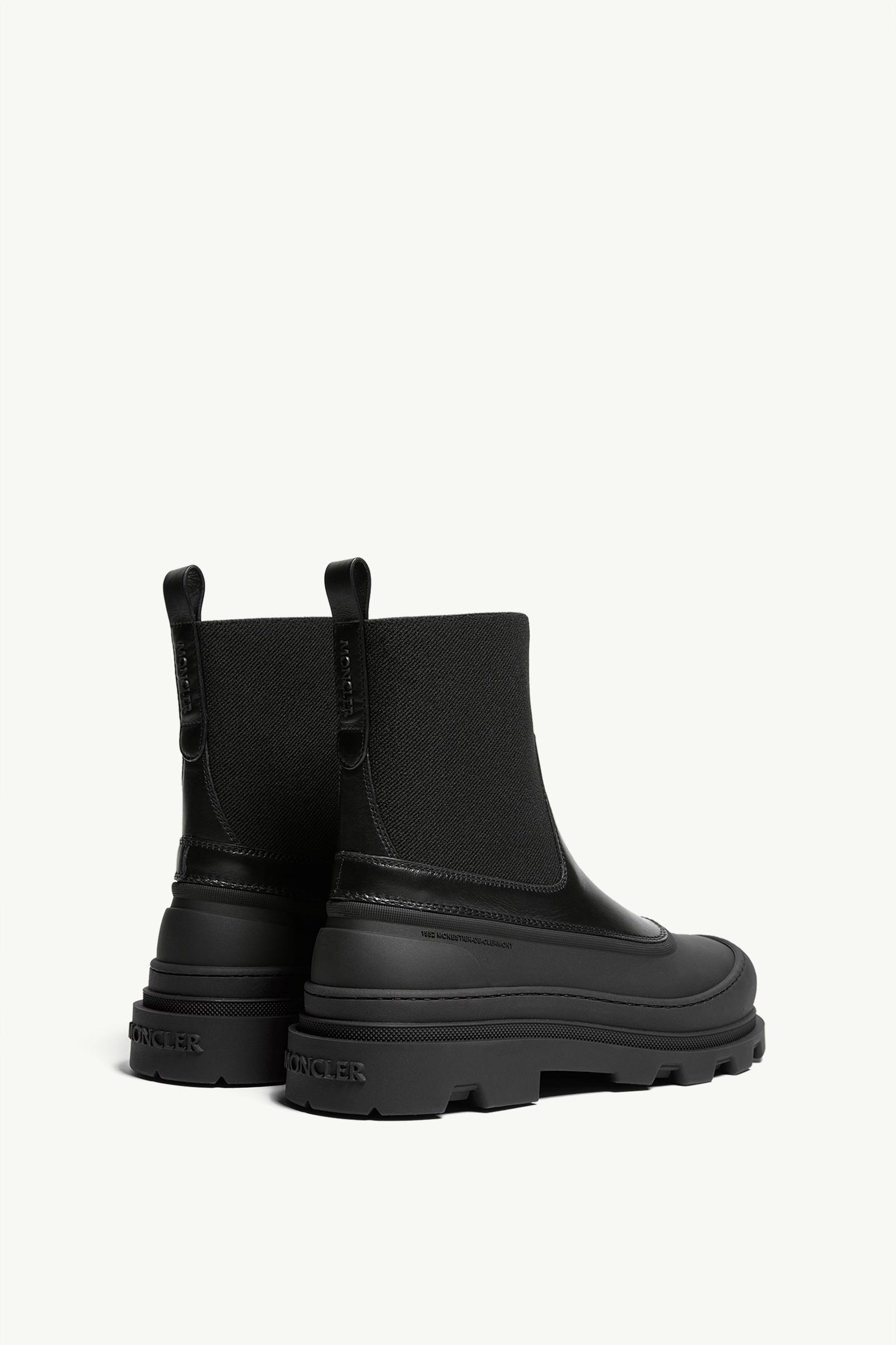 Moncler Vera Edge Leather Ankle Boots Black