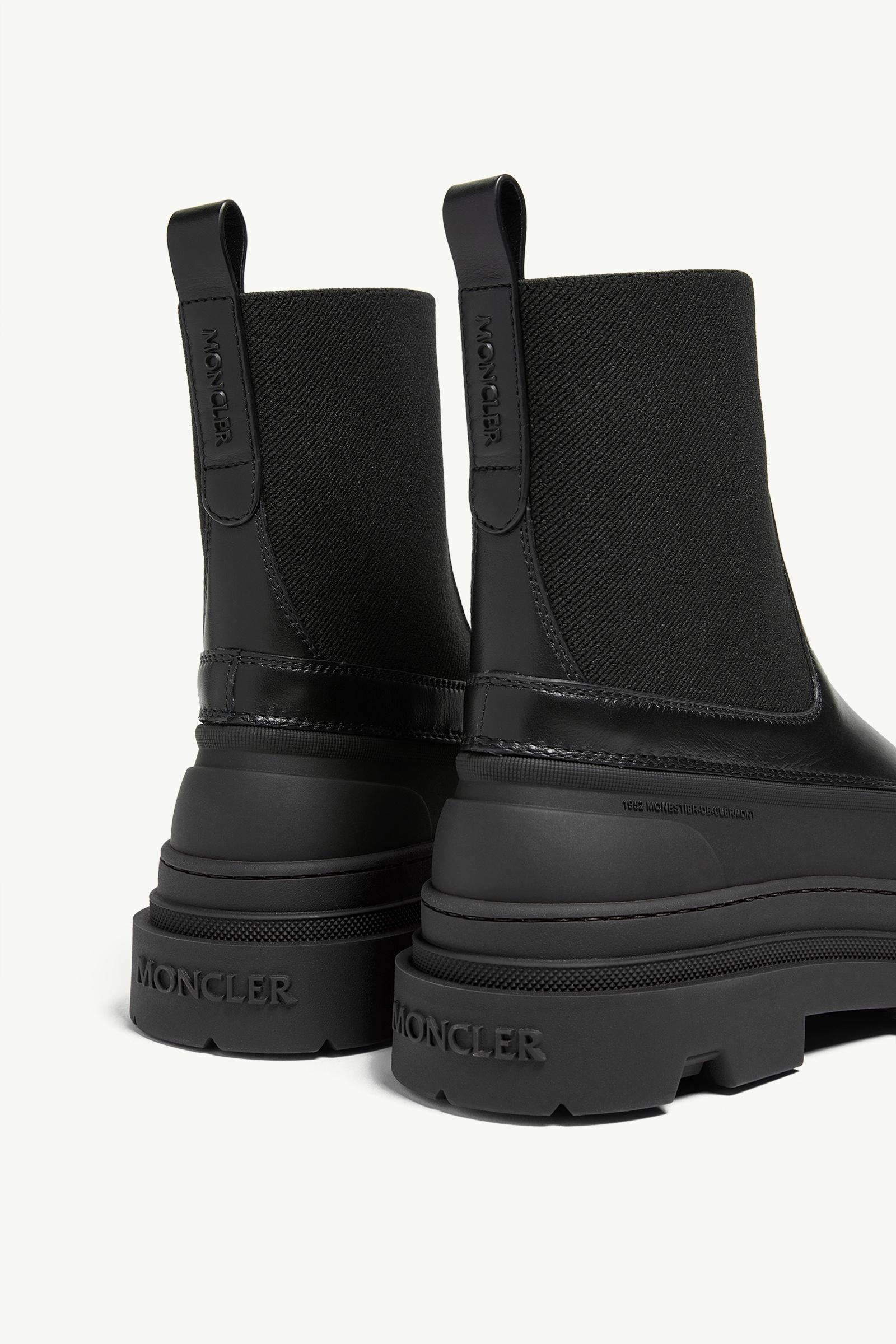 Moncler Vera Edge Leather Ankle Boots Black