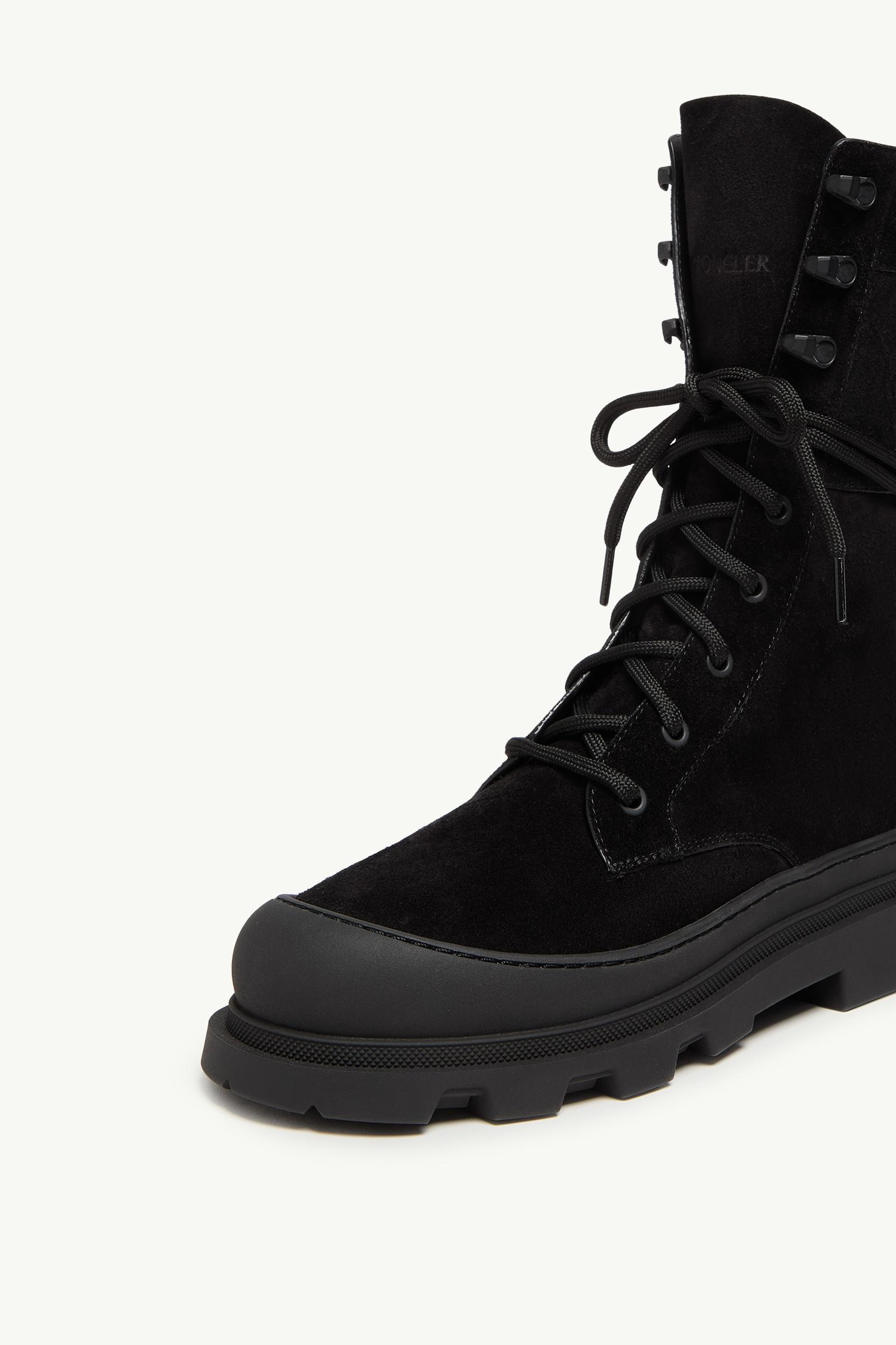 Moncler Vera High Suede Lace-Up Boots Black