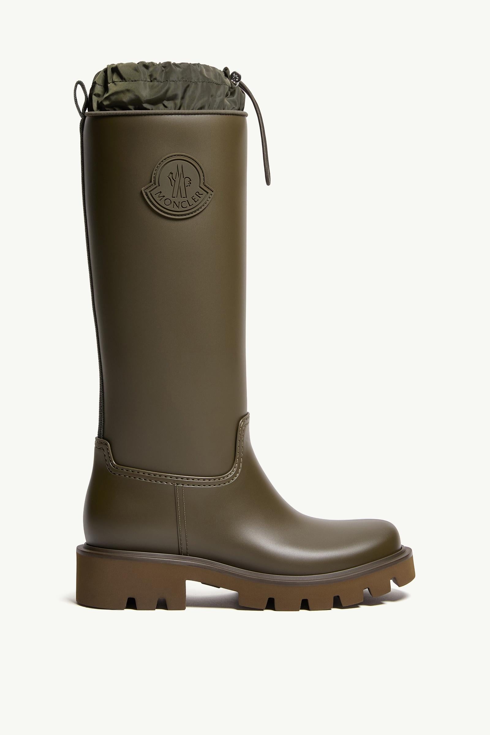 Moncler Kickstream High Rain Boots Olive Green