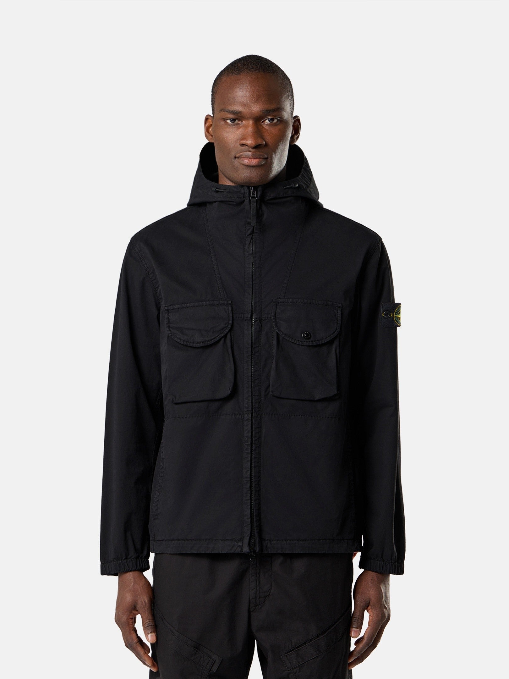 Stone Island Comfort-Fit Hooded Zip-Up Overshirt with Chest Pockets 1200004