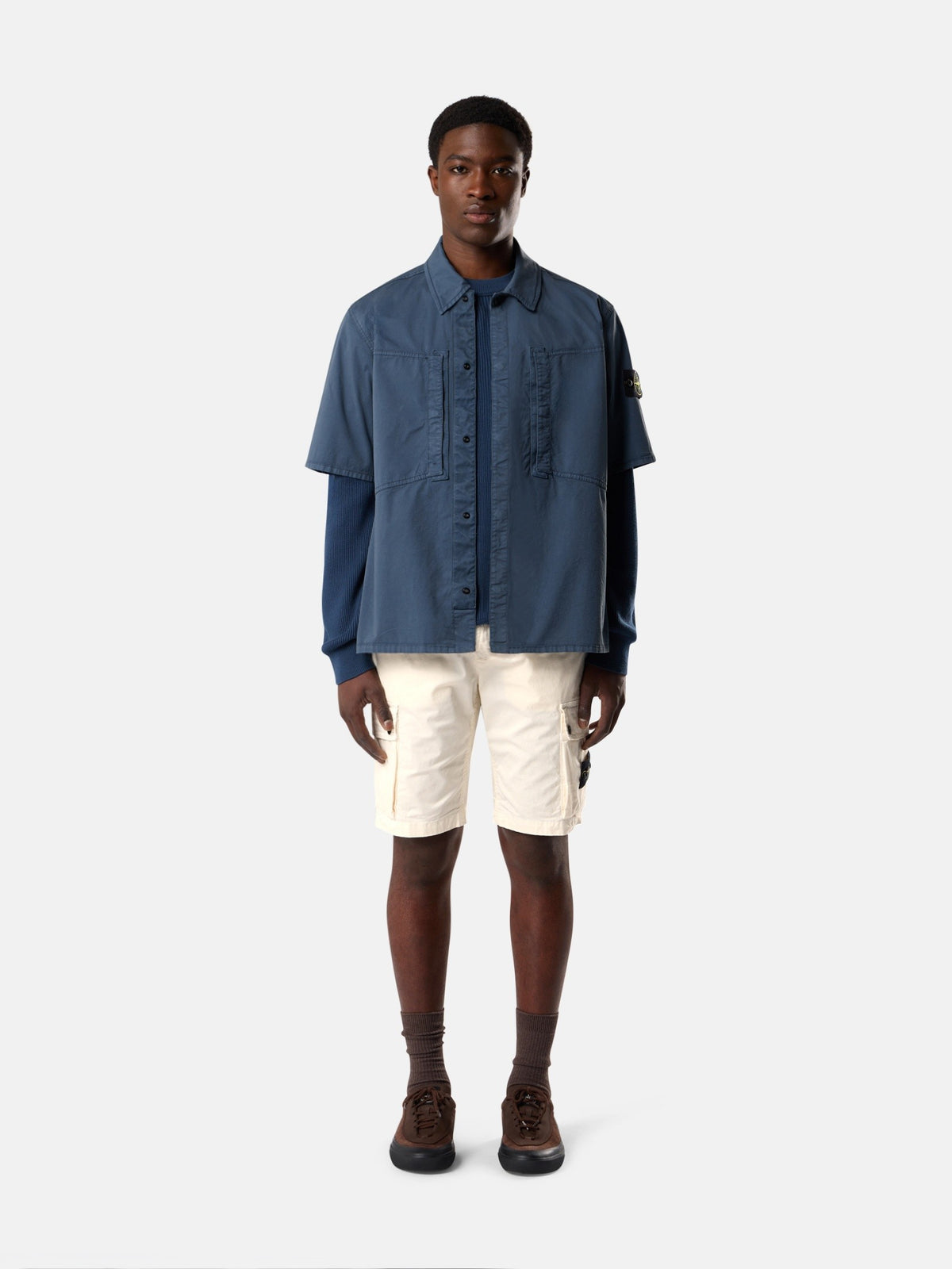 Stone Island Comfort-Fit Short-Sleeve Shirt with Chest Pockets 1200037