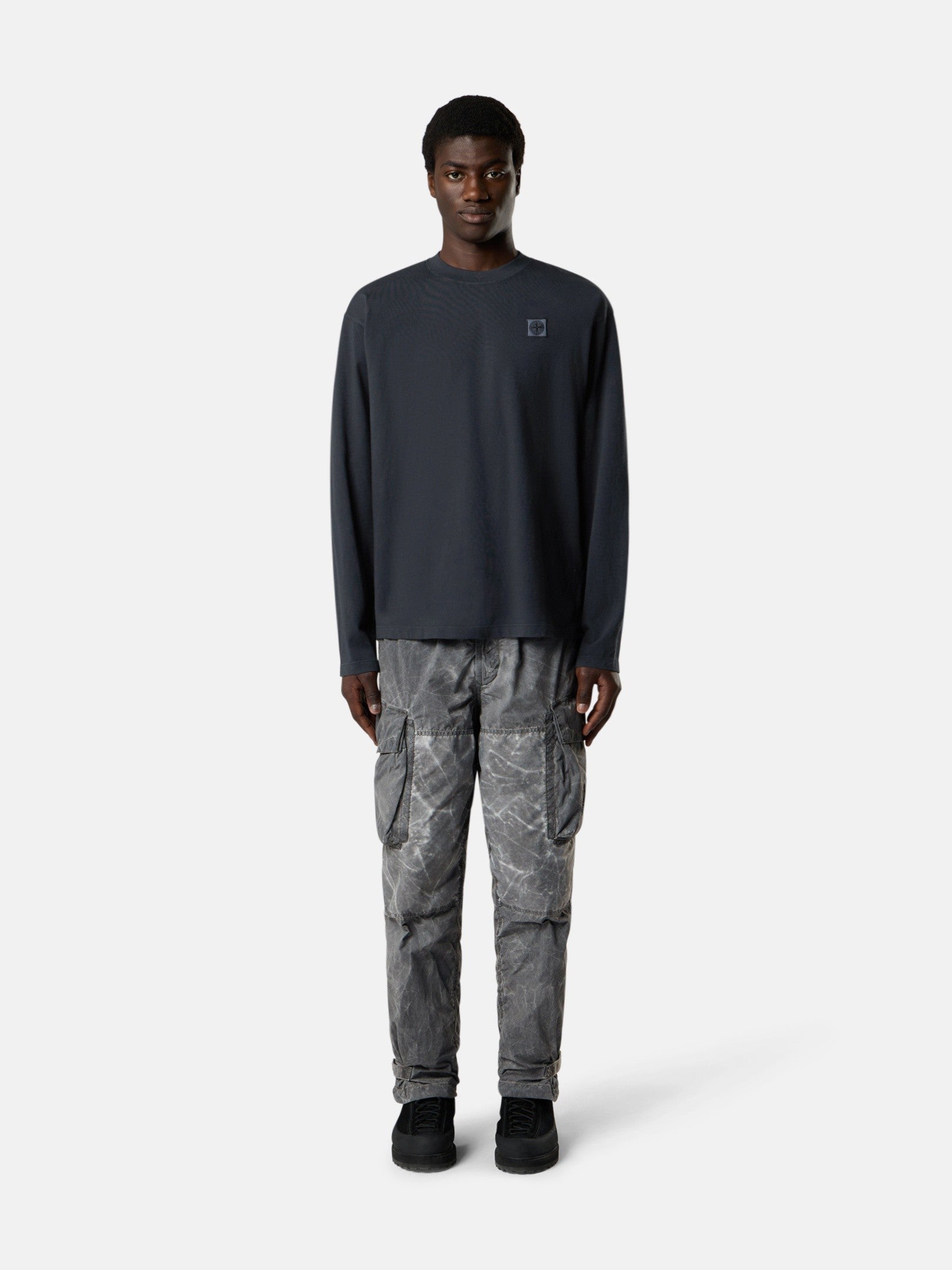 Stone Island Regular-Fit Long-Sleeve T-Shirt with Tonal Compass Logo Patch 2100007