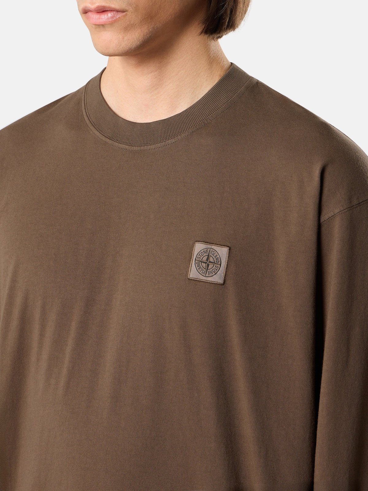 Stone Island Regular-Fit Long-Sleeve T-Shirt with Tonal Compass Logo Patch 2100007
