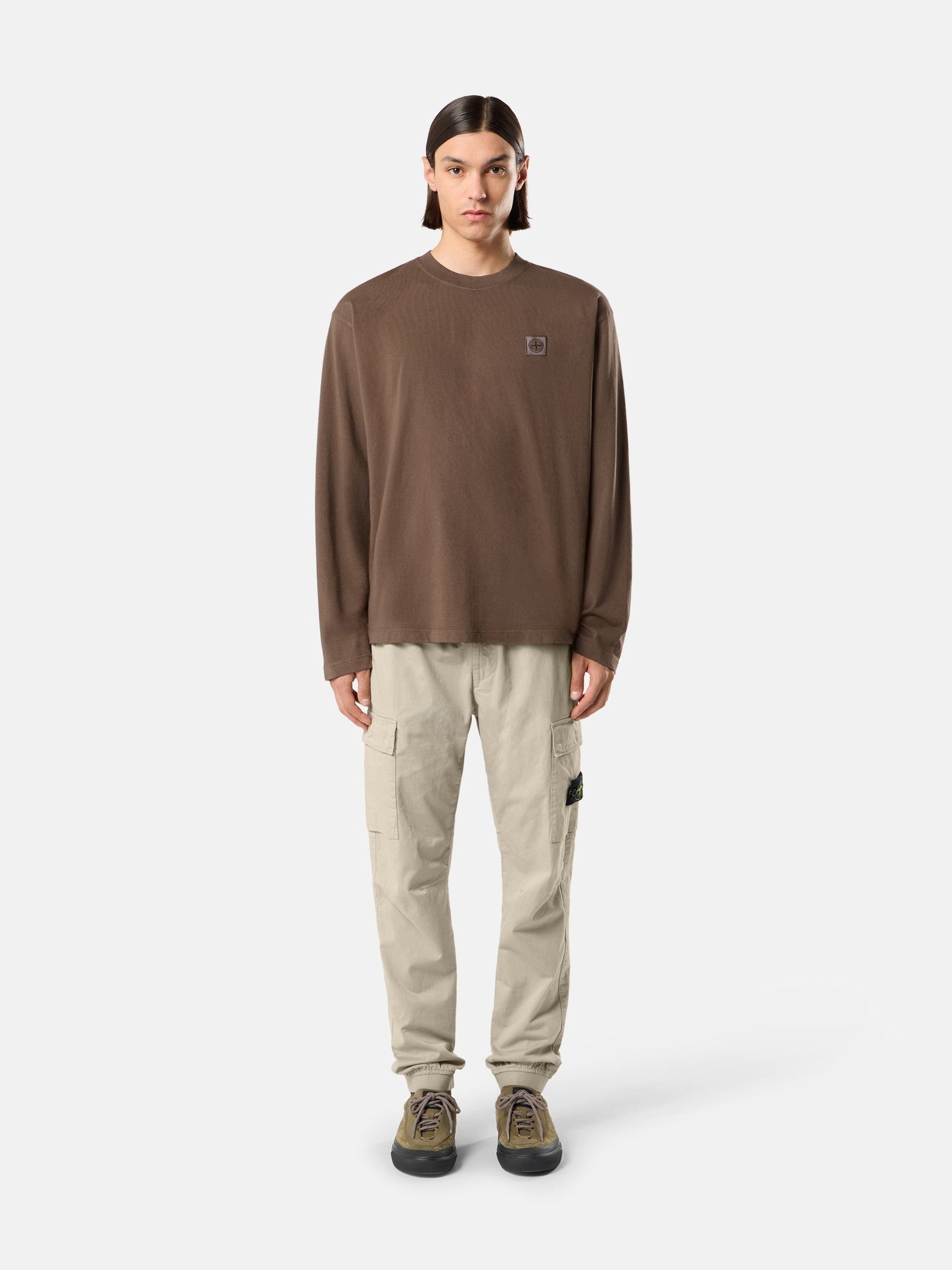 Stone Island Regular-Fit Long-Sleeve T-Shirt with Tonal Compass Logo Patch 2100007