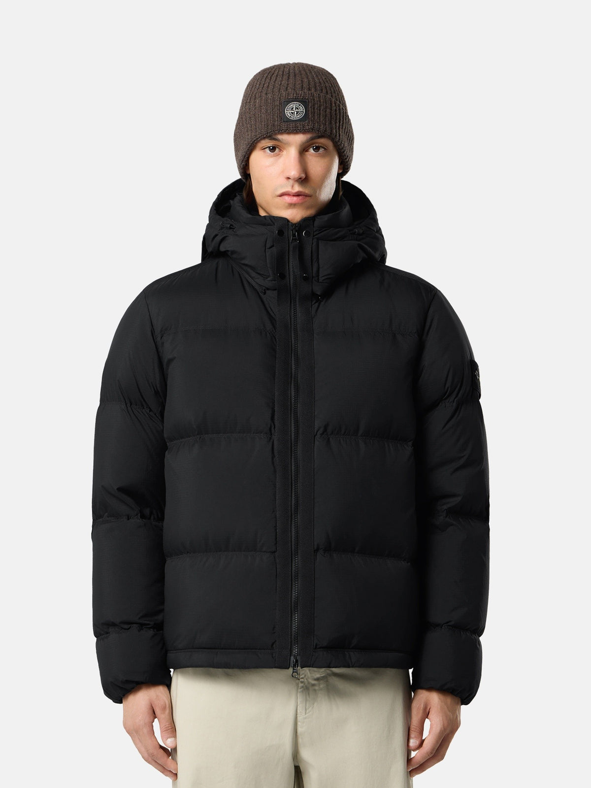 Stone Island Tear-Resistant Down Jacket with Detachable Hood 4100013