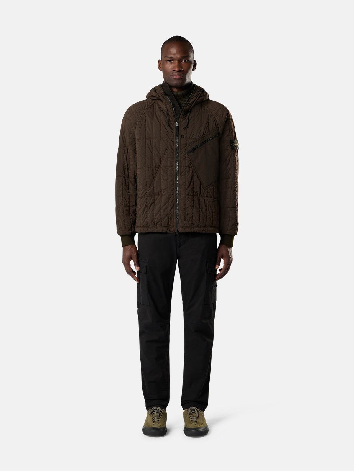 Stone Island Quilted Padded Hooded Jacket with Anti-Drop 4100015