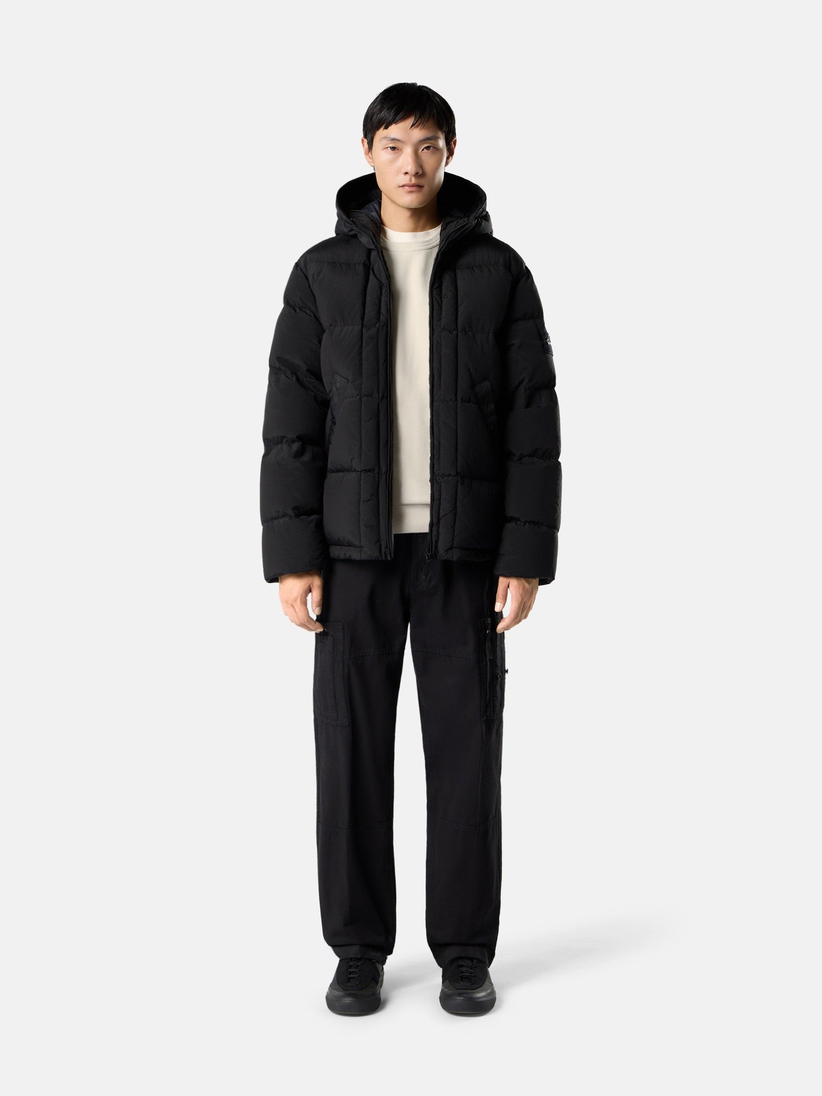 Stone Island Hooded Down Jacket with Drawcord Hem 4100019