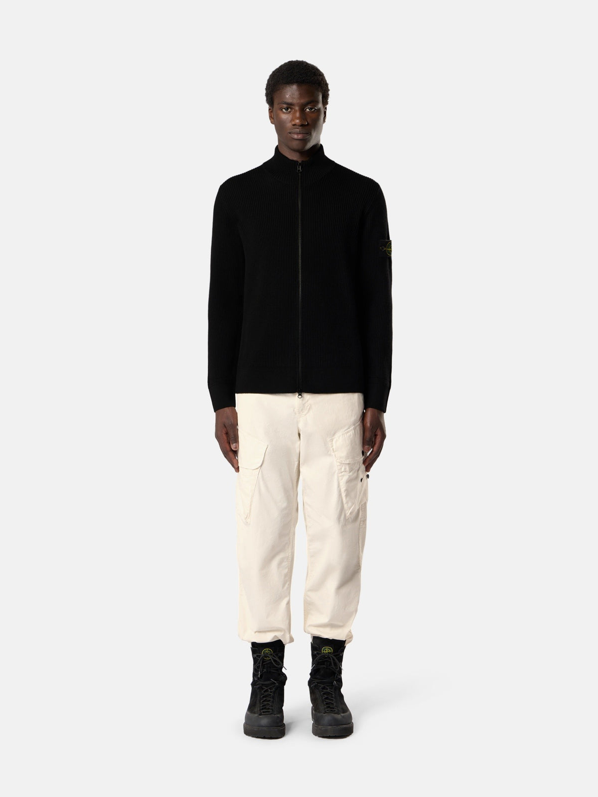 Stone Island Loose-Fit Zip-Up Jumper with Ribbed Trims 5100017