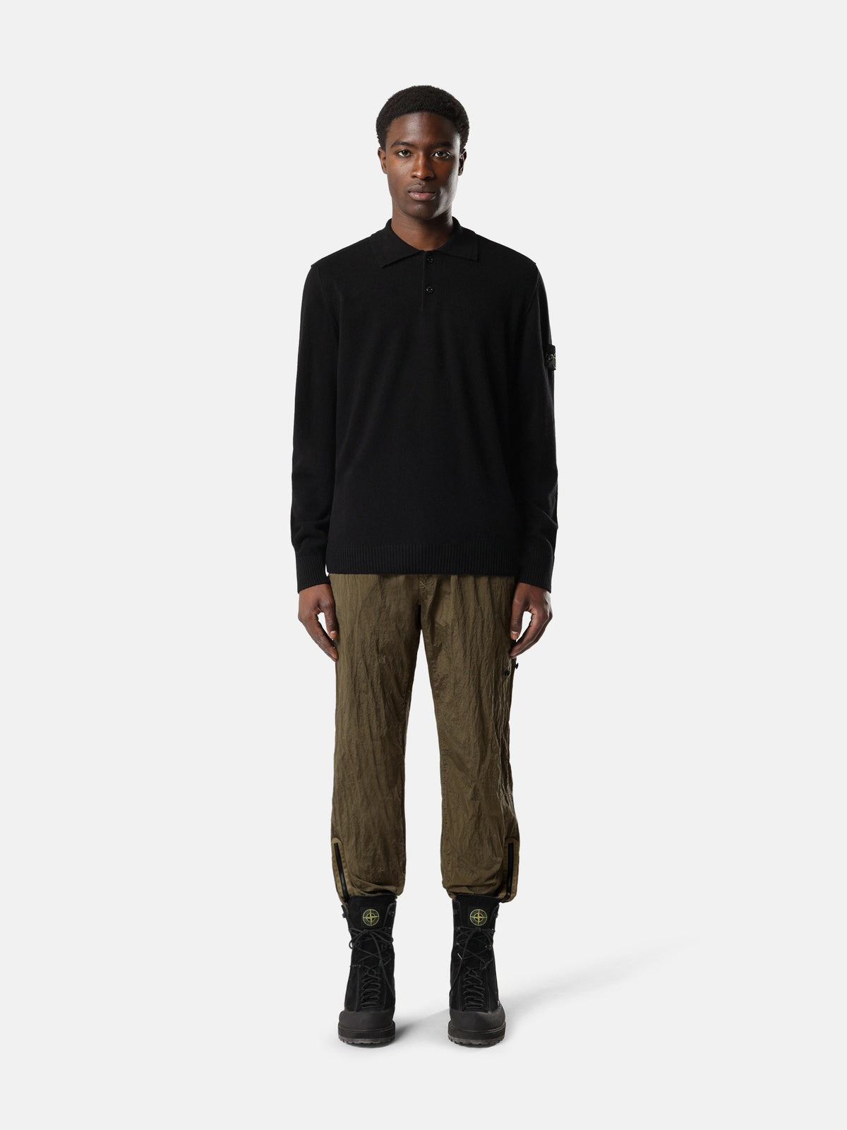 Stone Island Loose-Fit Polo Collar Jumper with Button Placket 5100018