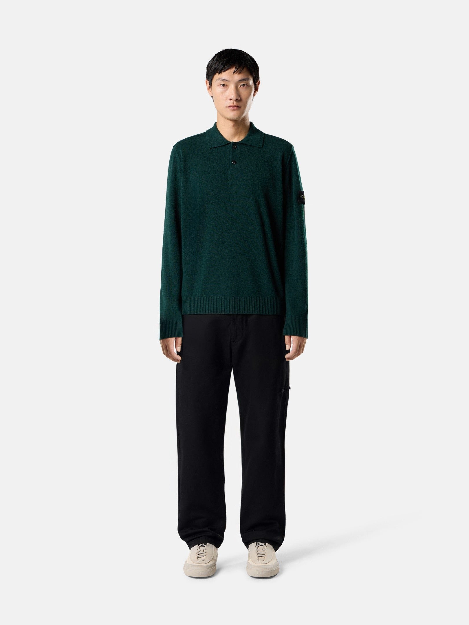 Stone Island Loose-Fit Polo Collar Jumper with Button Placket 5100018